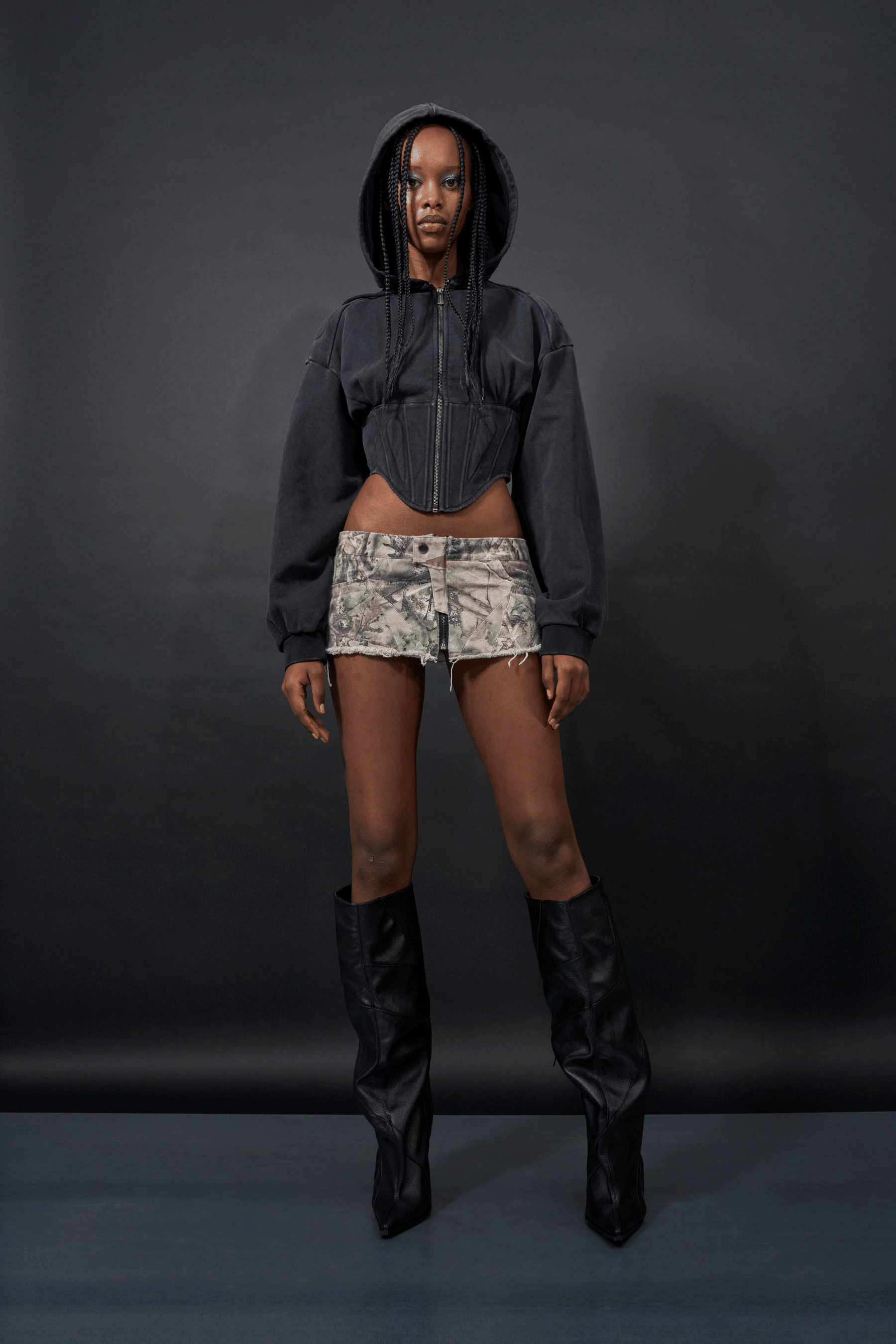 NAMILIA Denim Mini Skirt Camo - Camo, xs