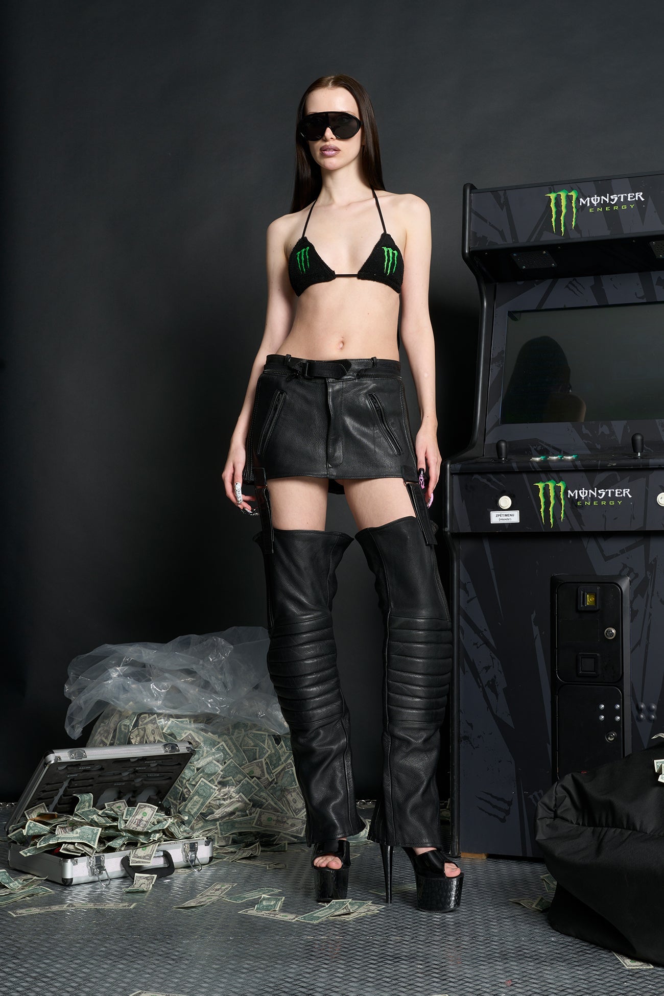 NAMILIA ATELIER - LEATHER MOTO SKIRT CHAPS - Black, S