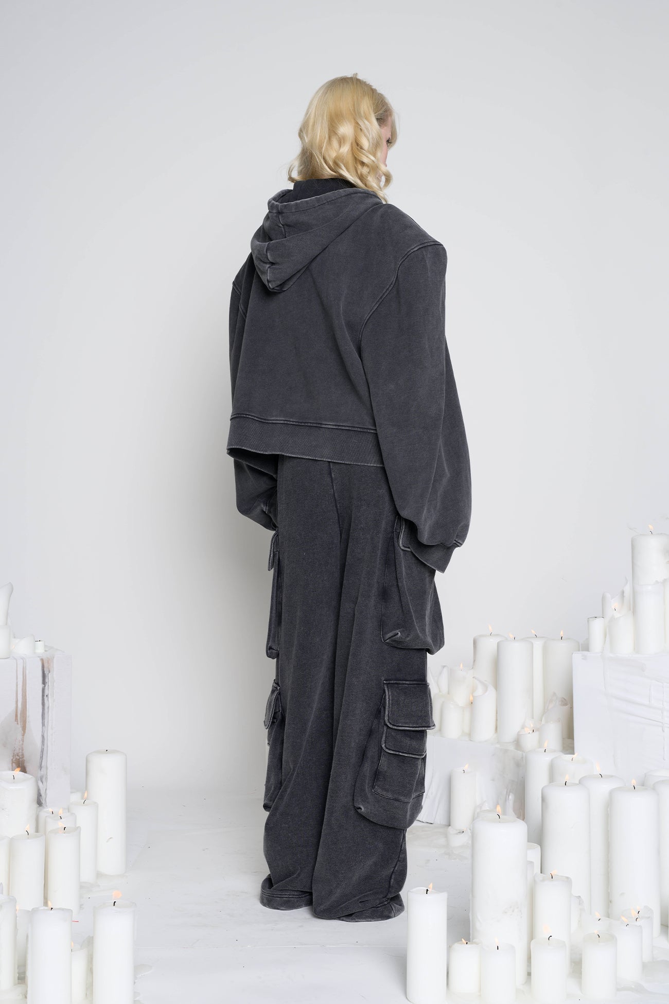 NAMILIA Cargo Sweatpants - Washed Black, xs