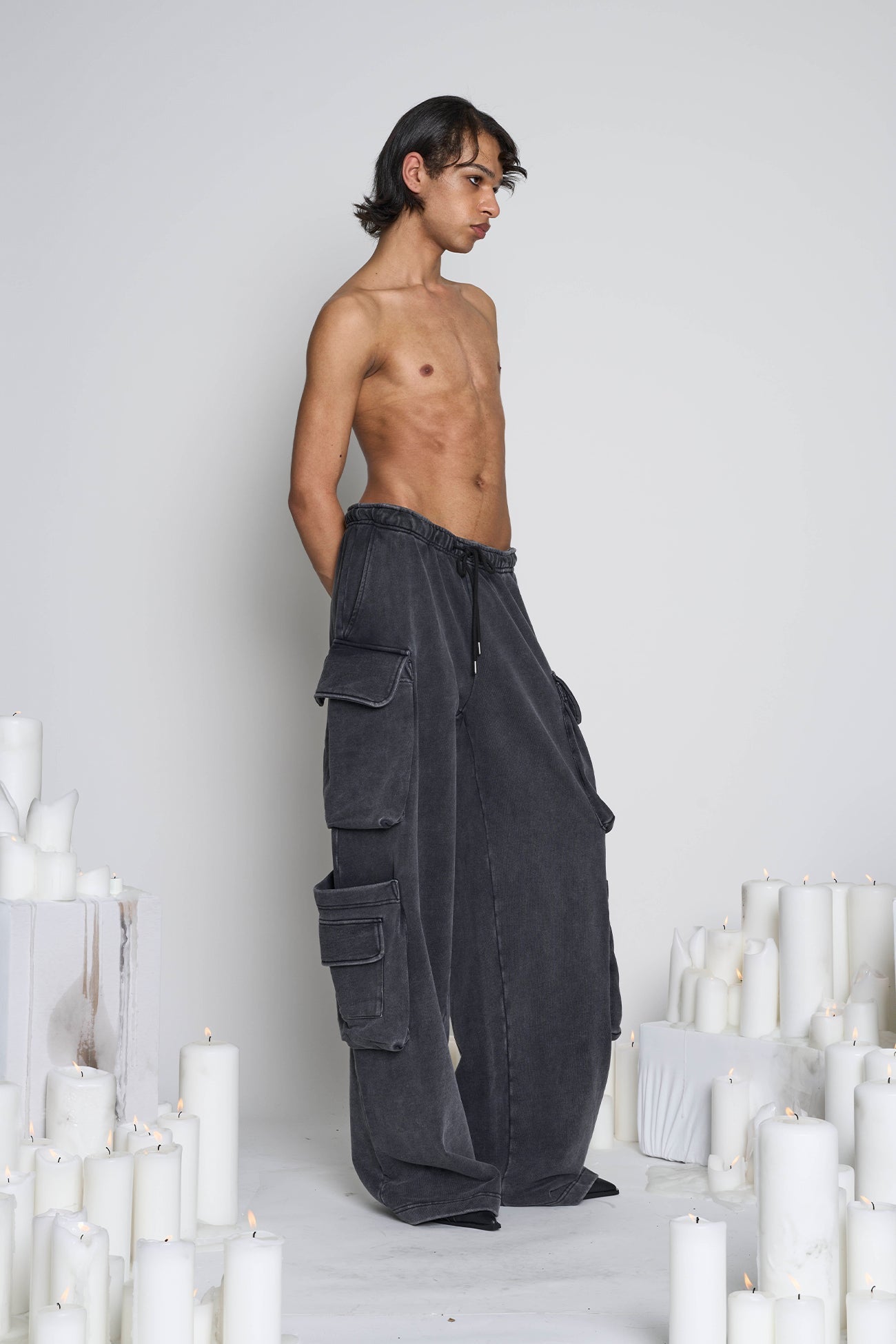 NAMILIA Cargo Sweatpants - Washed Black, xs
