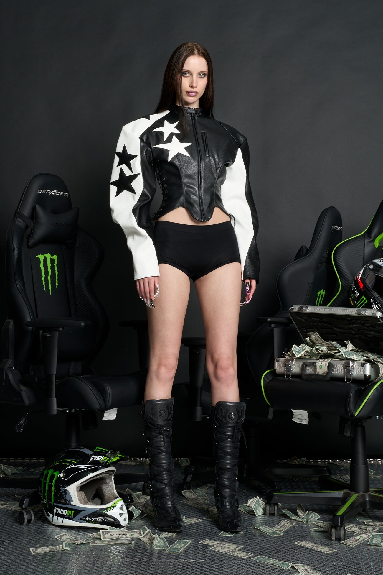 NAMILIA Celebrity Corset Jacket - Black/White, xs