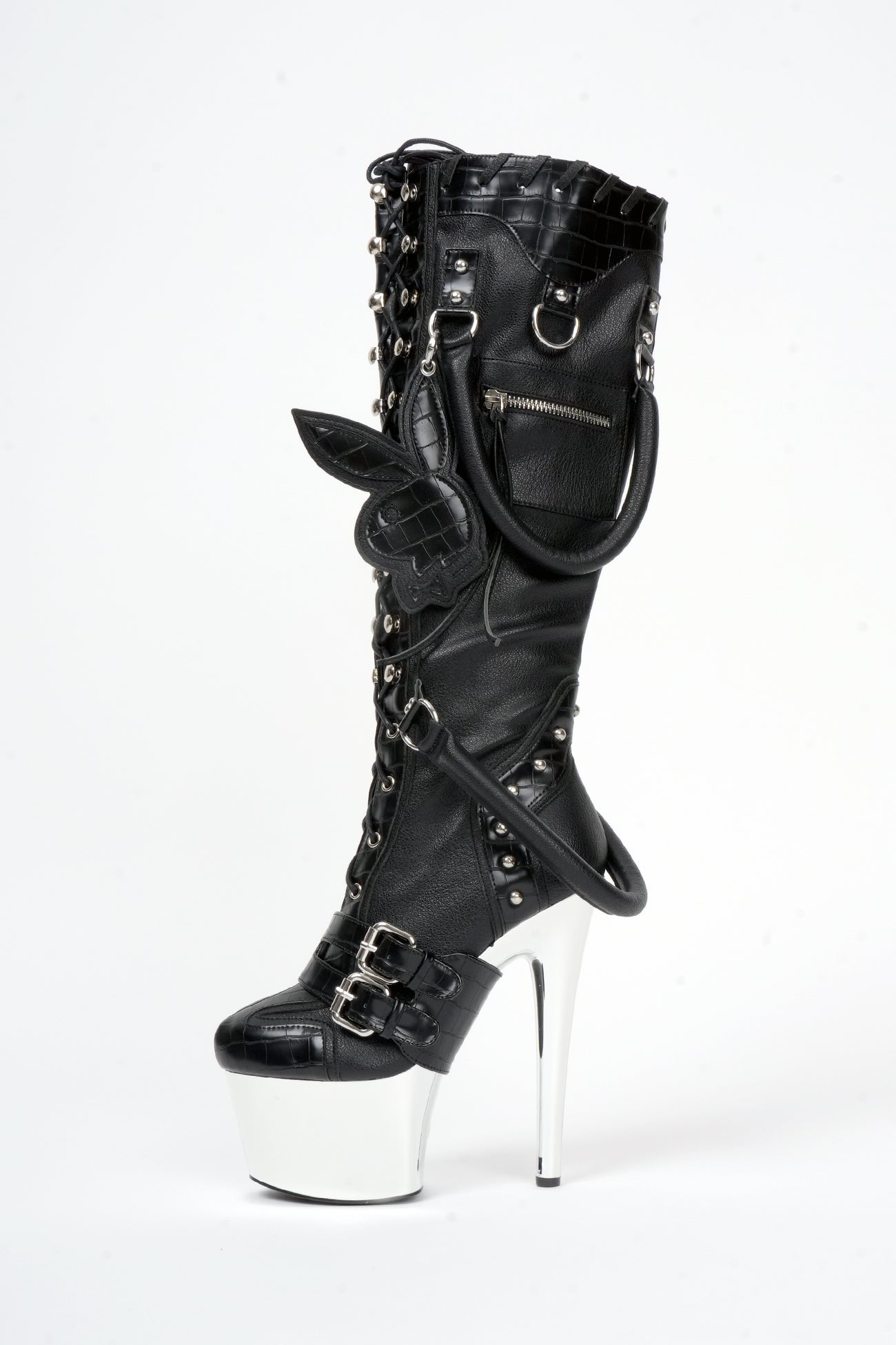 NAMILIA Deconstructed Handbag Boot - BLACK, eu36