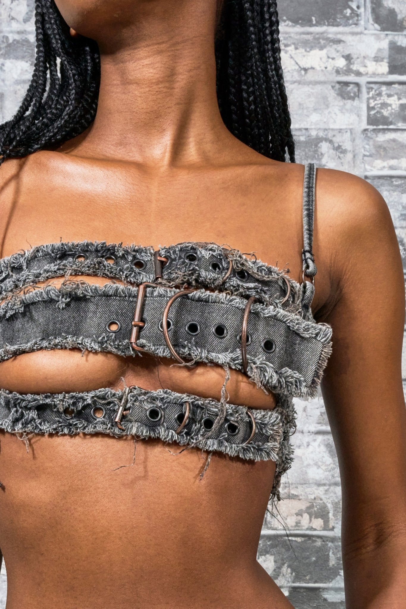 NAMILIA Denim Belt Top - Black, xs