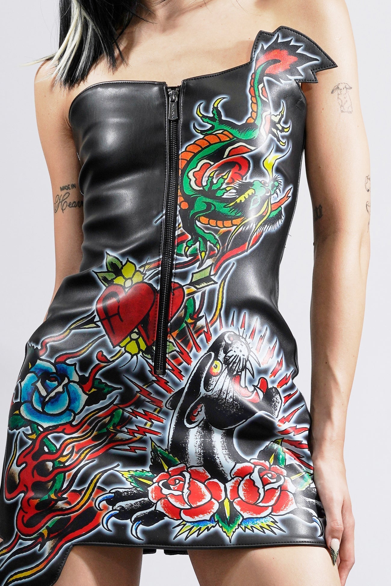 NAMILIA Dragon Rose Mini Dress - Black, xs