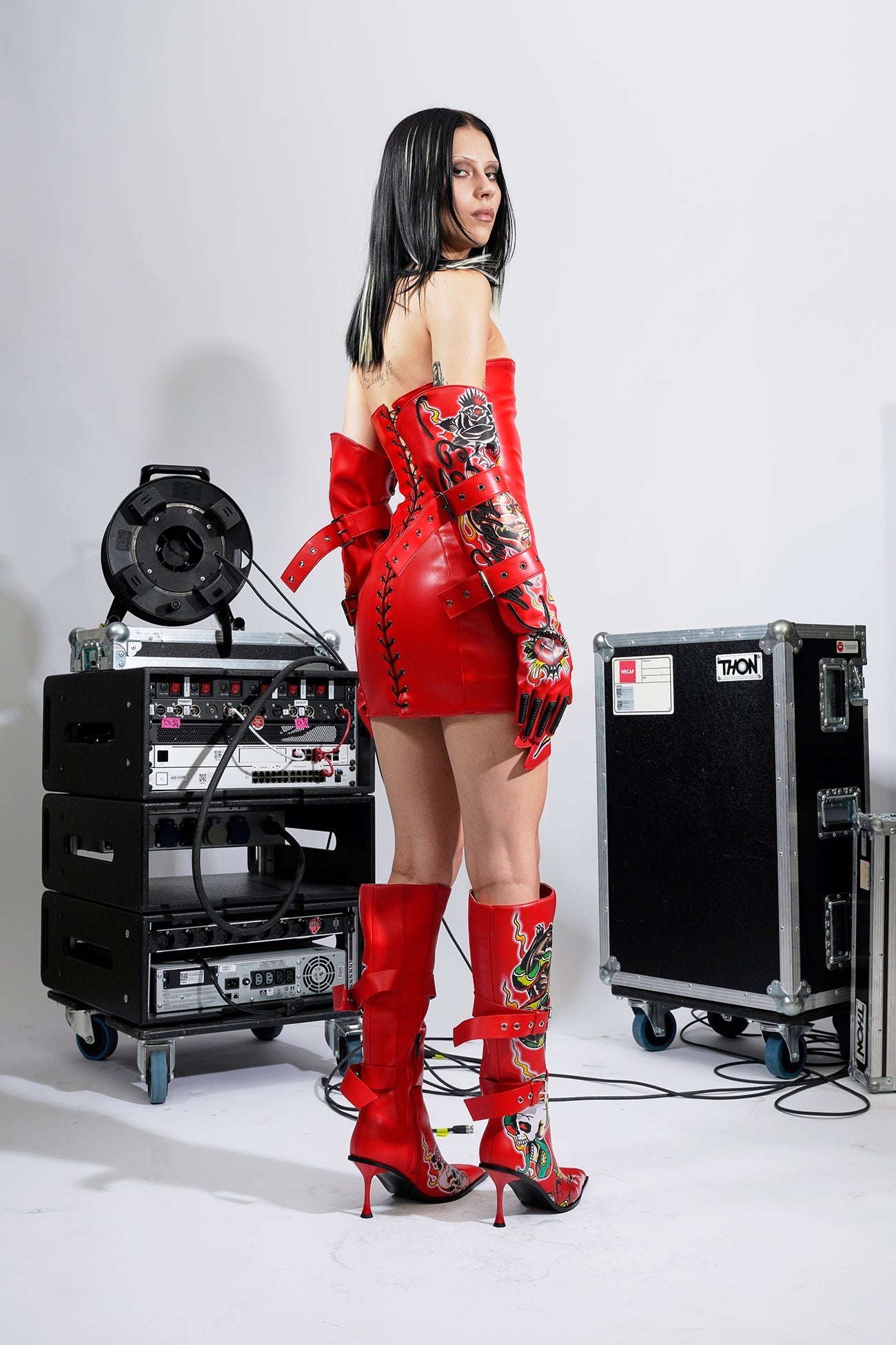NAMILIA Dragon Rose Mini Dress - Red, xs