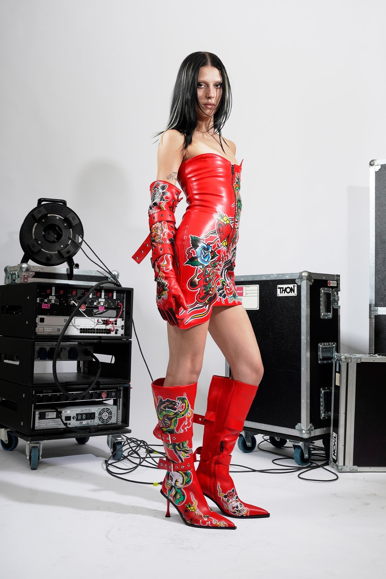 NAMILIA Dragon Rose Mini Dress - Red, xs