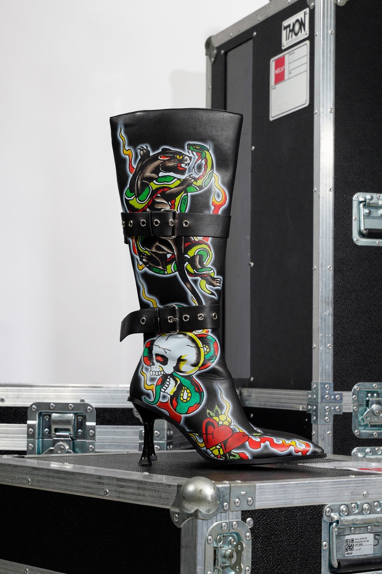 Ed Hardy スカルデザインブーツ NAMILIA Tattoo Belt Boot