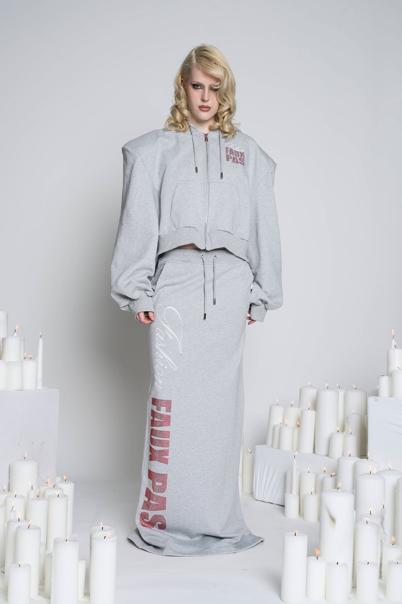 NAMILIA Faux Pas Long Sweat Skirt - Grey, xs