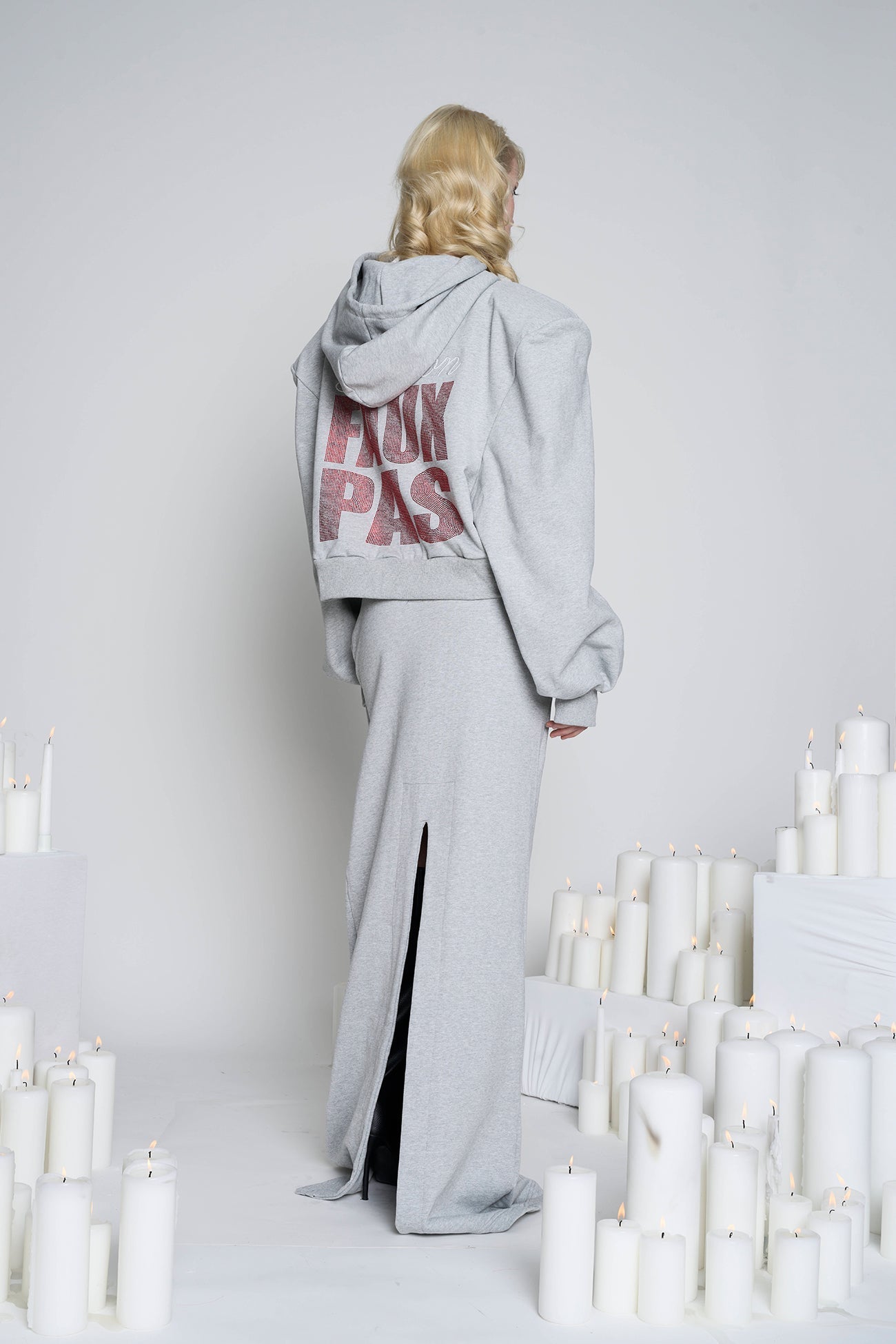 NAMILIA Faux Pas Long Sweat Skirt - Grey, xs