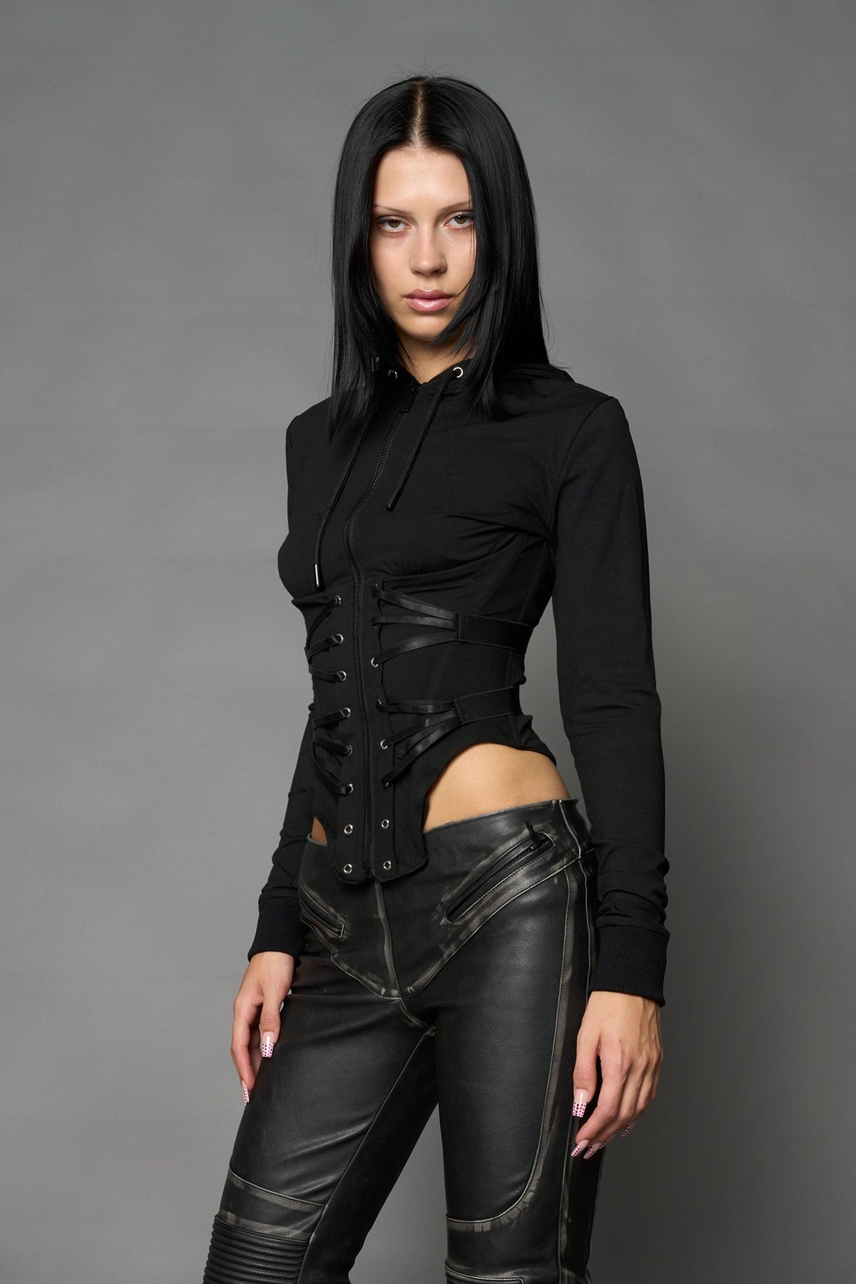 NAMILIA Goth Please Hoodie - BLACK, xs