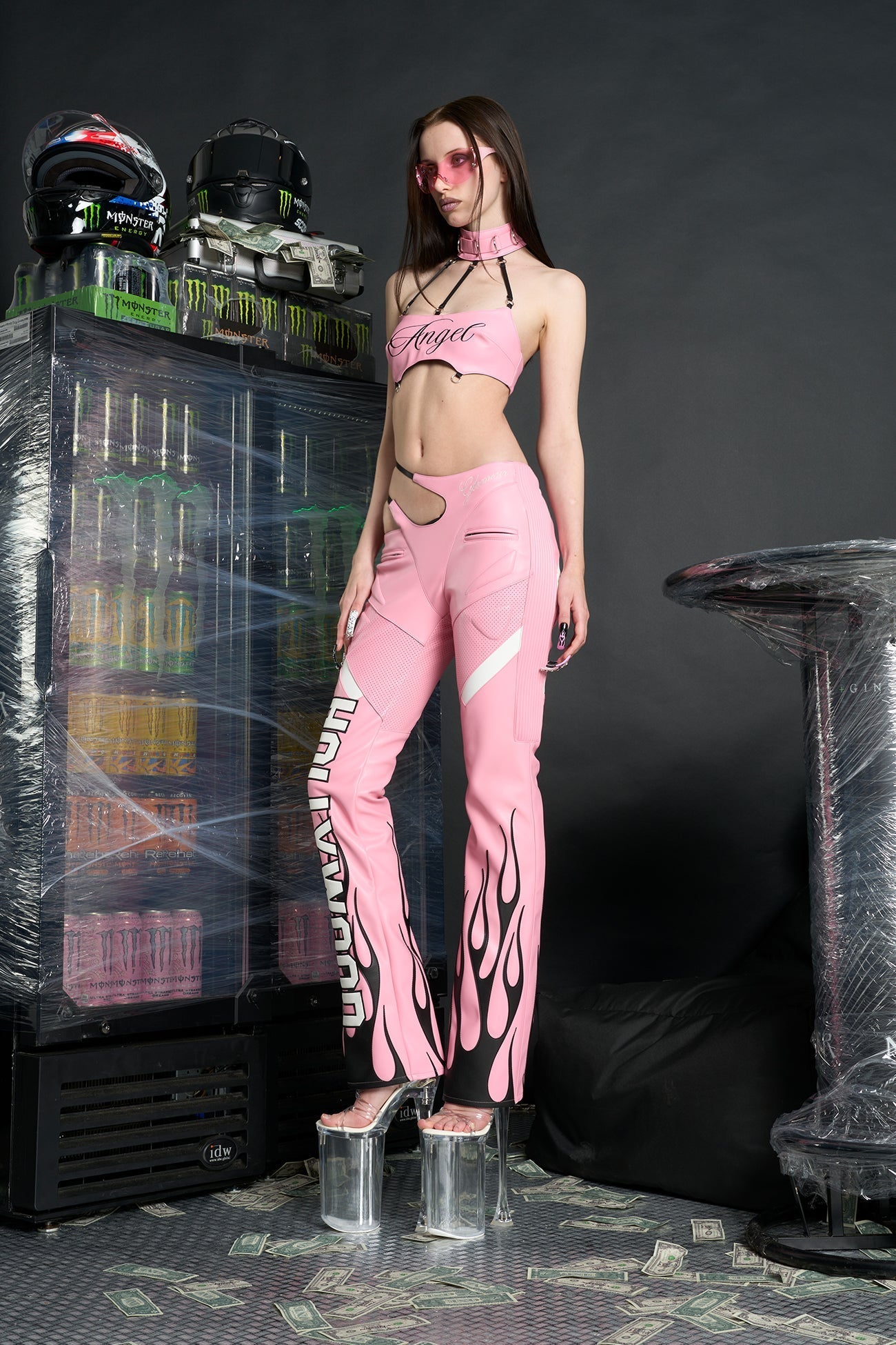 NAMILIA Hollywood Asymmetric Moto Trousers - PINK, xs