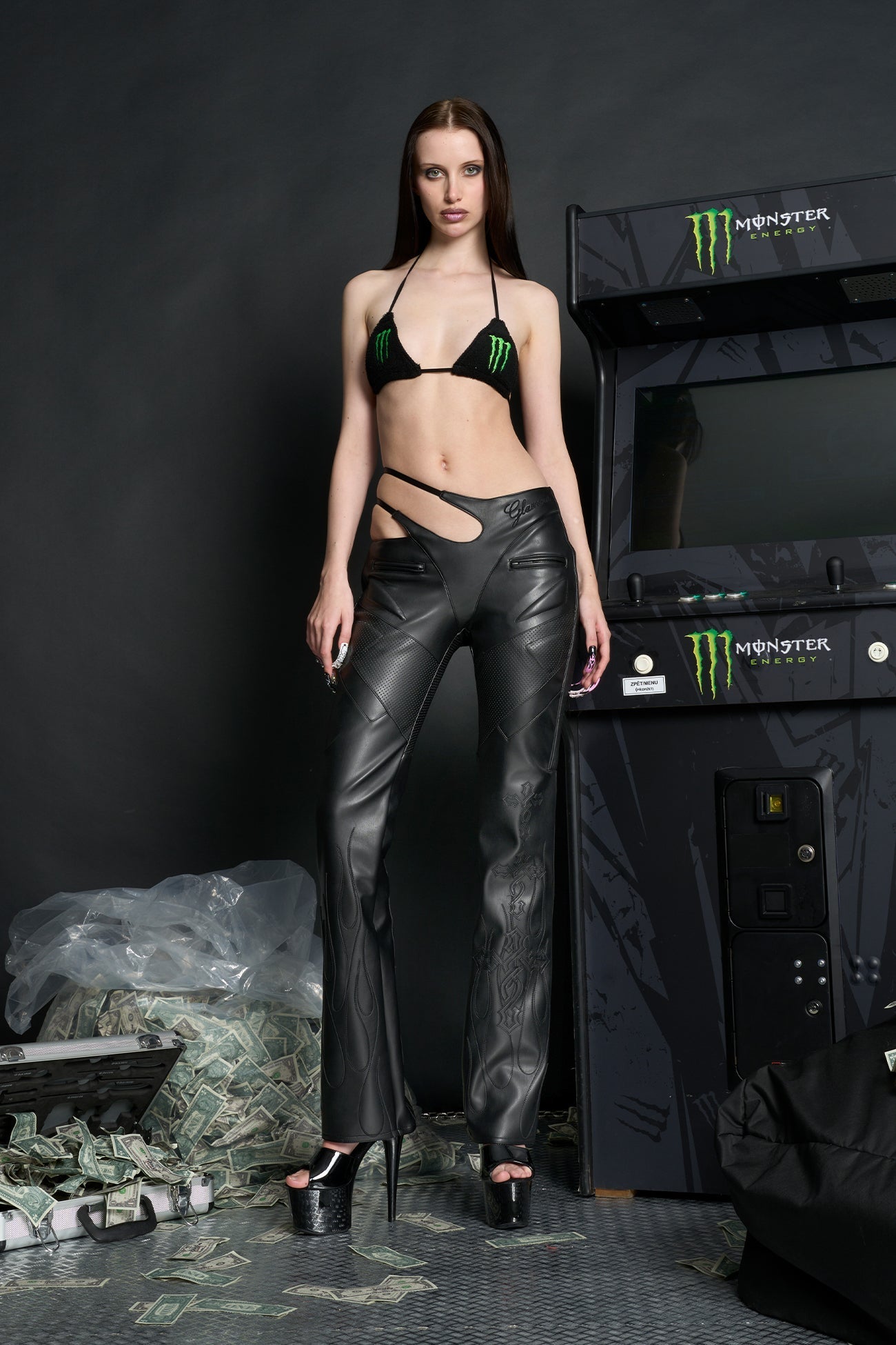 NAMILIA Hollywood Asymmetric Moto Trousers - BLACK, xs