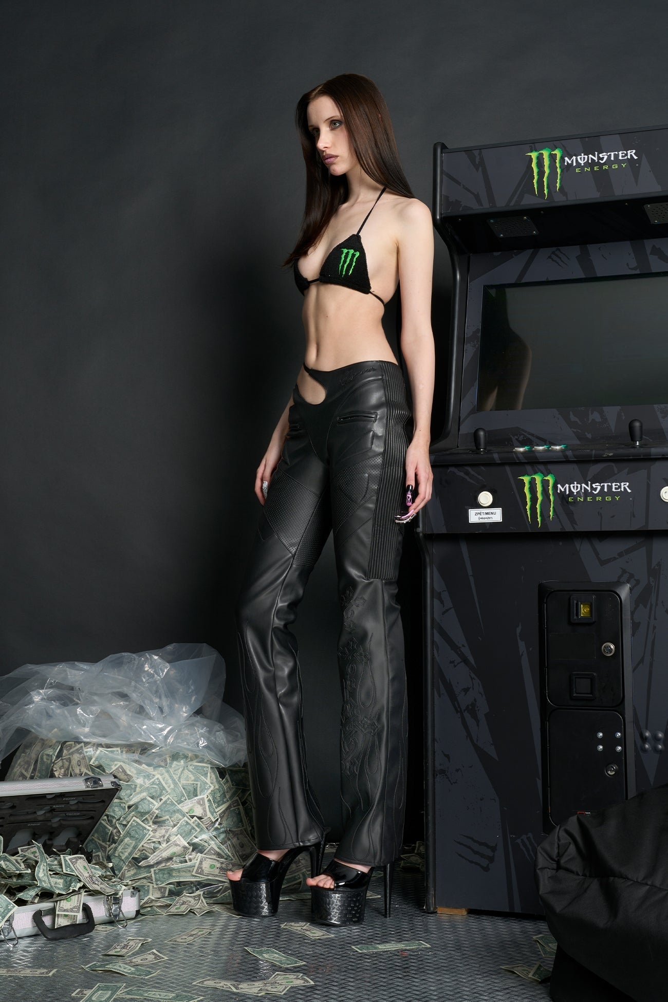 NAMILIA Hollywood Asymmetric Moto Trousers - BLACK, xs