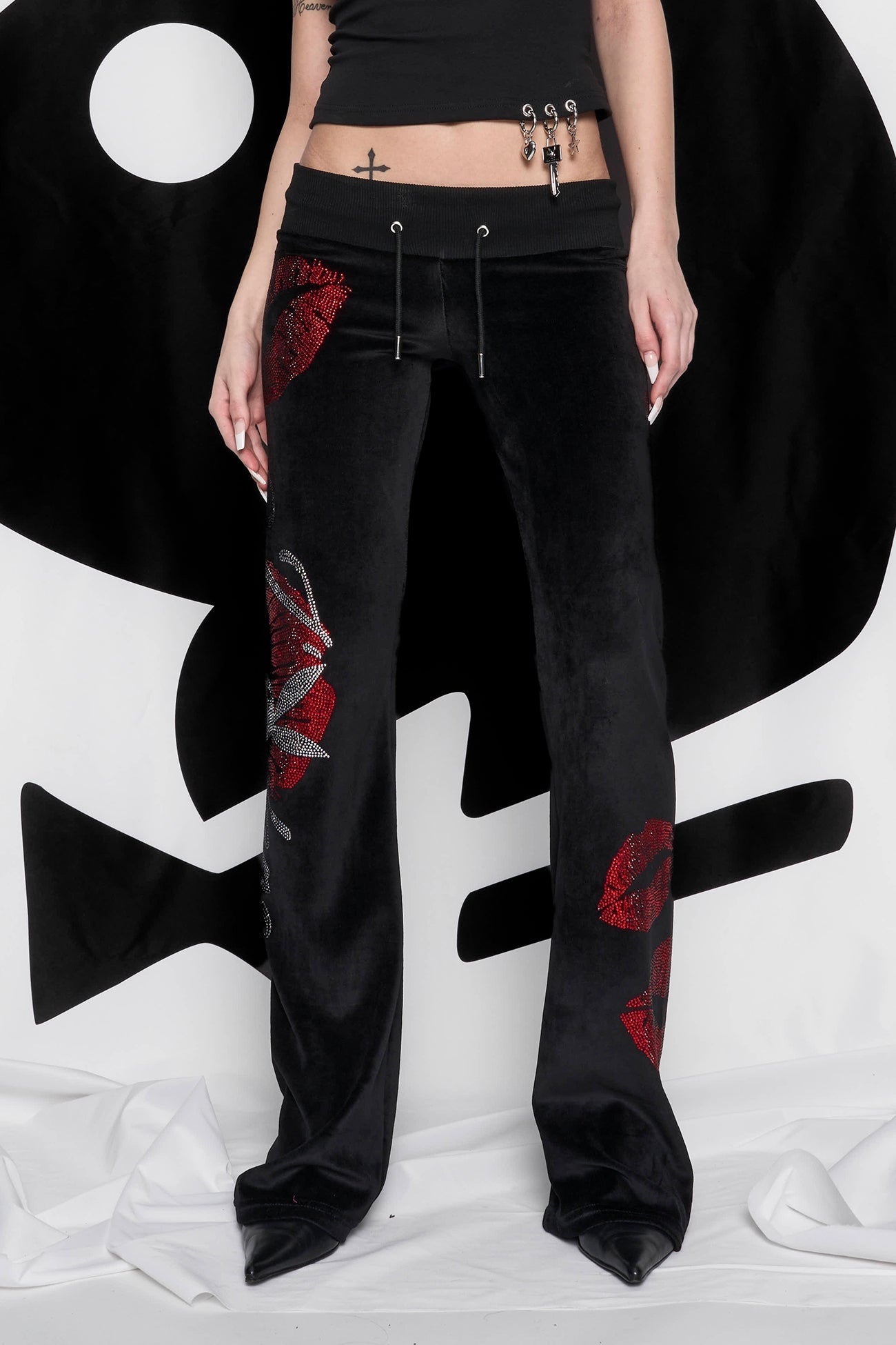 NAMILIA J'adore Velour Flare Pants - BLACK, xs