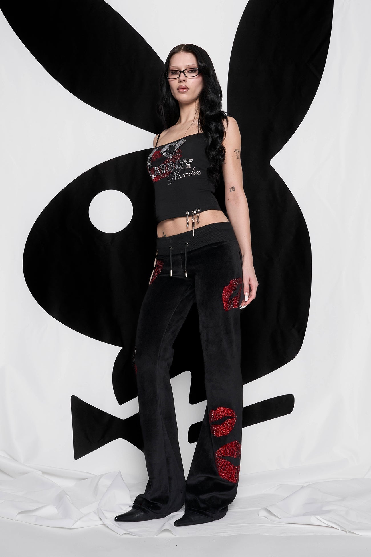 NAMILIA J'adore Velour Flare Pants - BLACK, xs