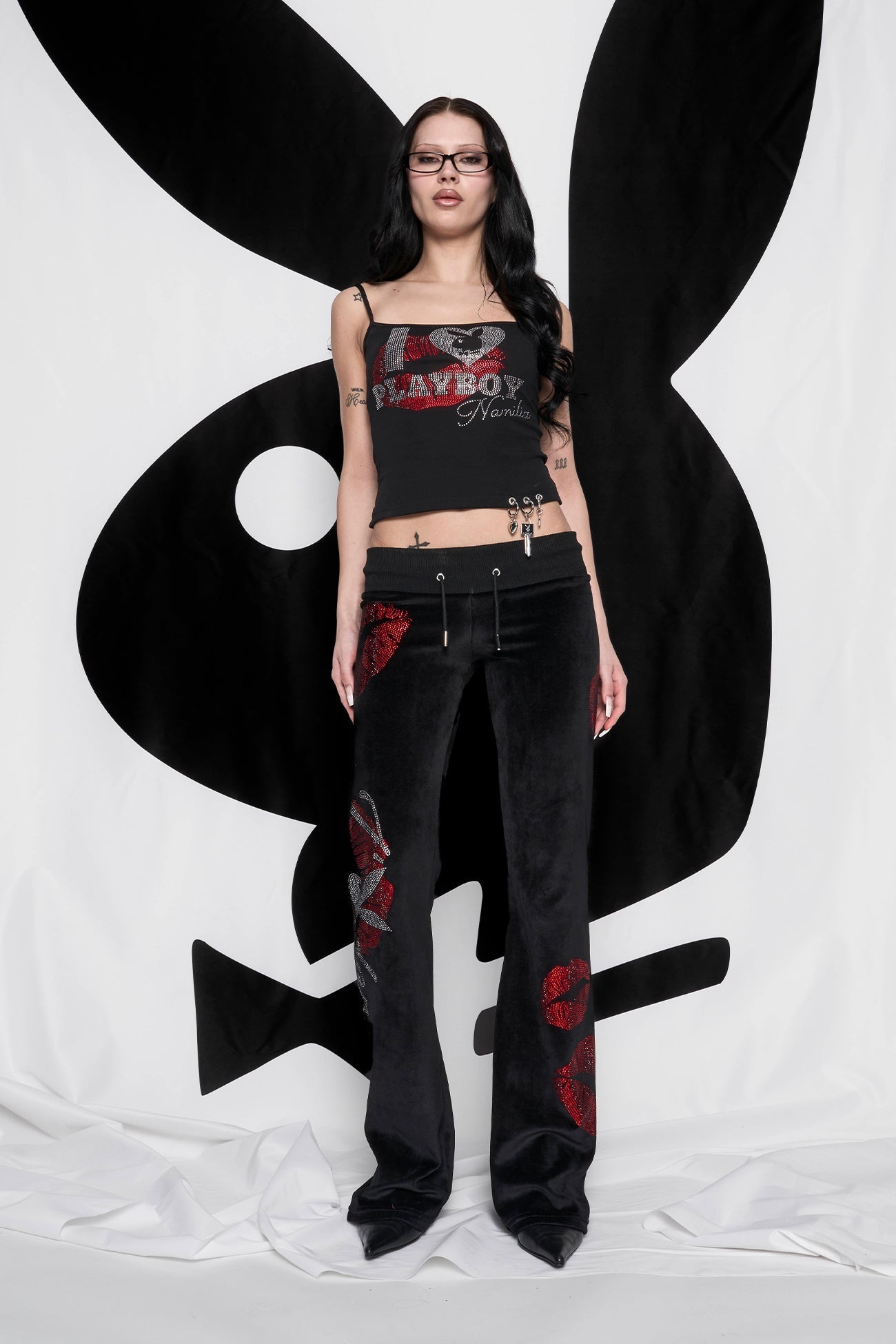 NAMILIA J'adore Velour Flare Pants - BLACK, xs