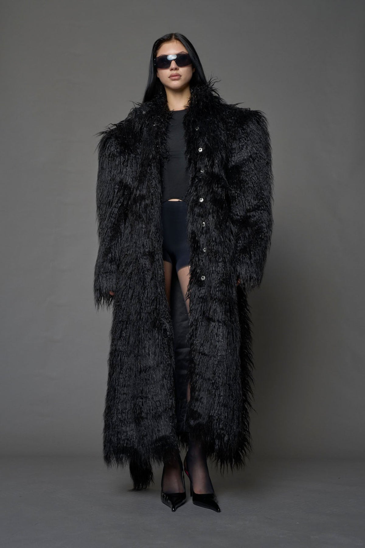 NAMILIA Midnight Faux Fur Coat - BLACK, s