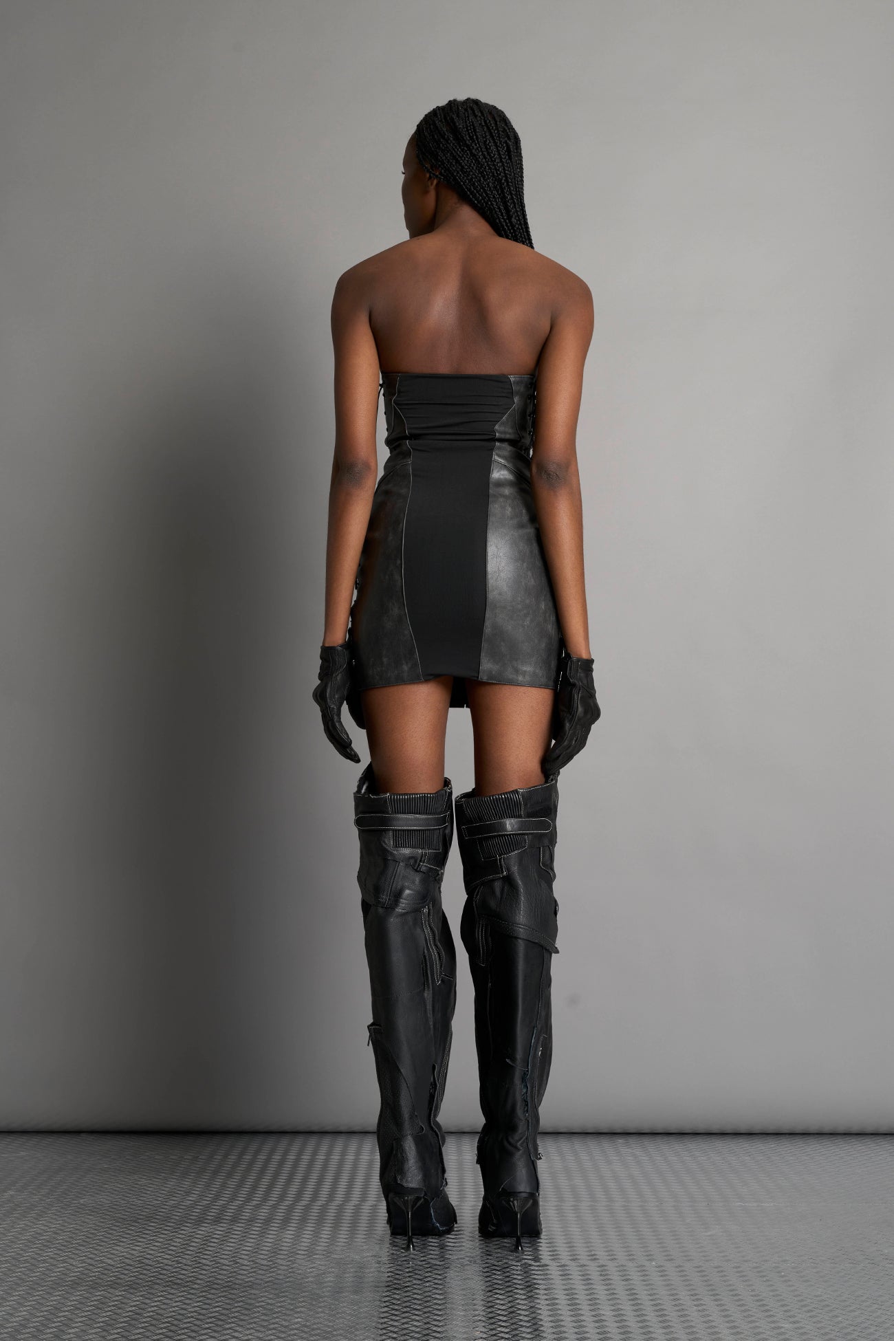 NAMILIA Moto Cone Dress - WASHED BLACK, xs