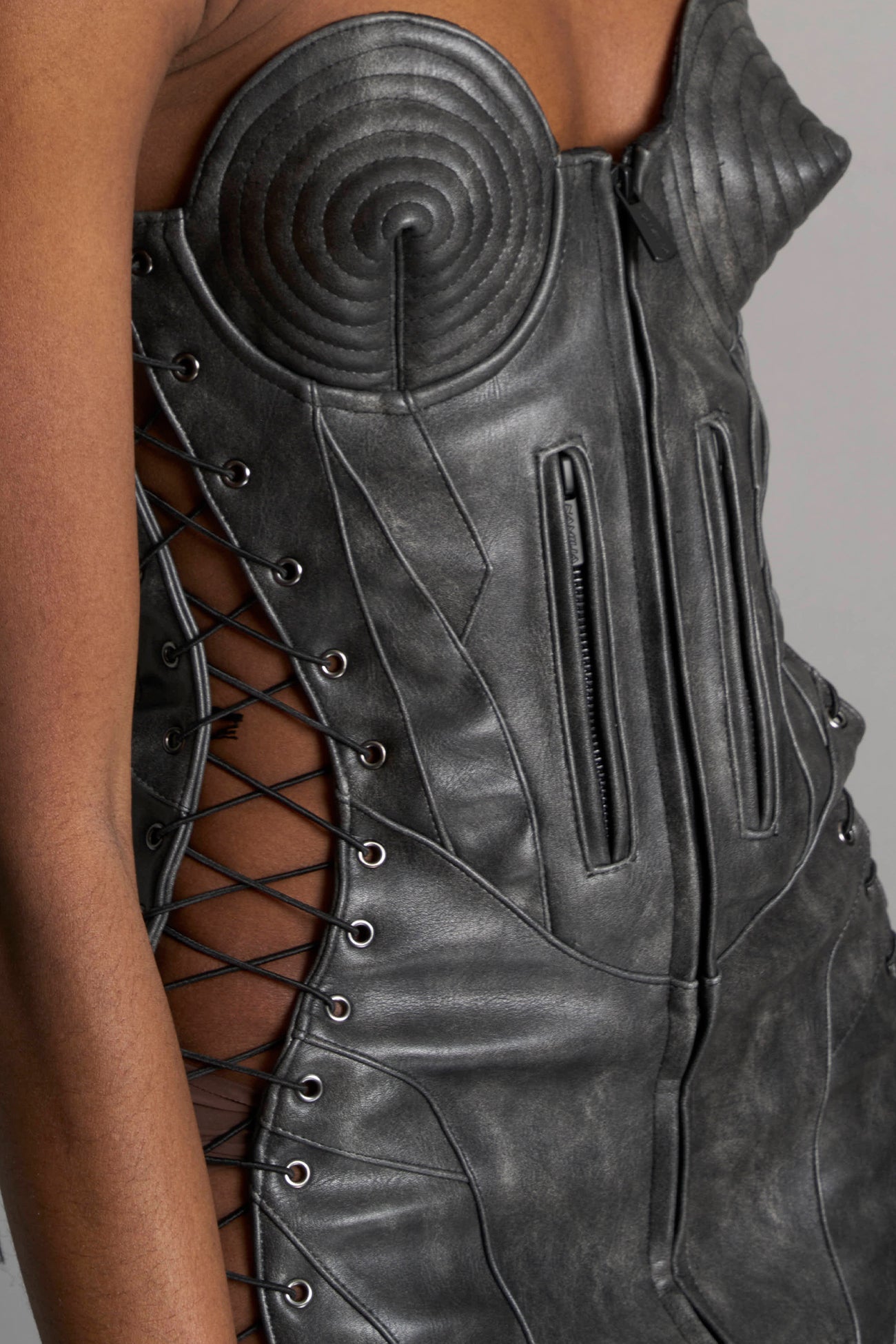NAMILIA Moto Cone Dress - WASHED BLACK, xs