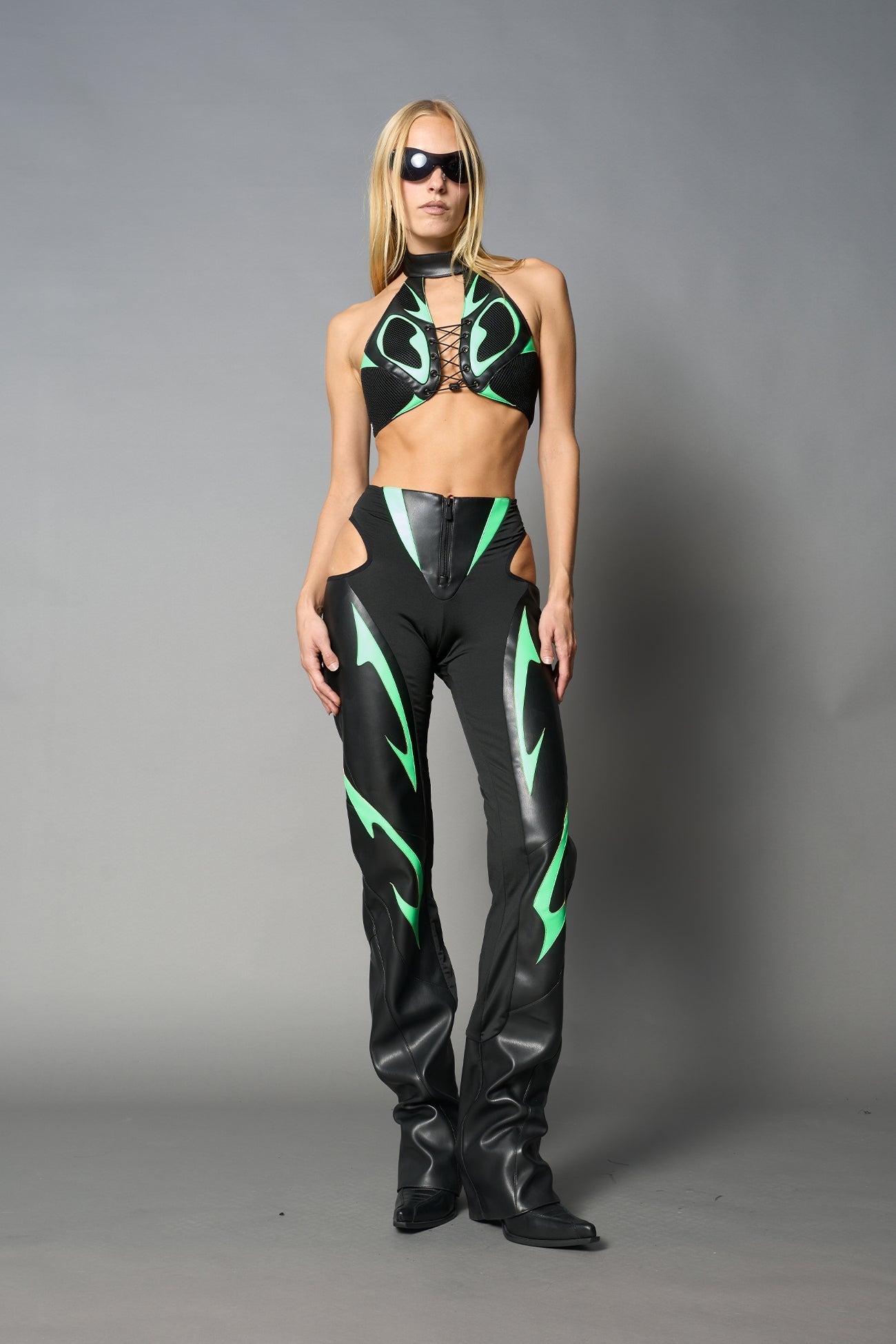NAMILIA Moto Neckholder Top - GREEN, xs