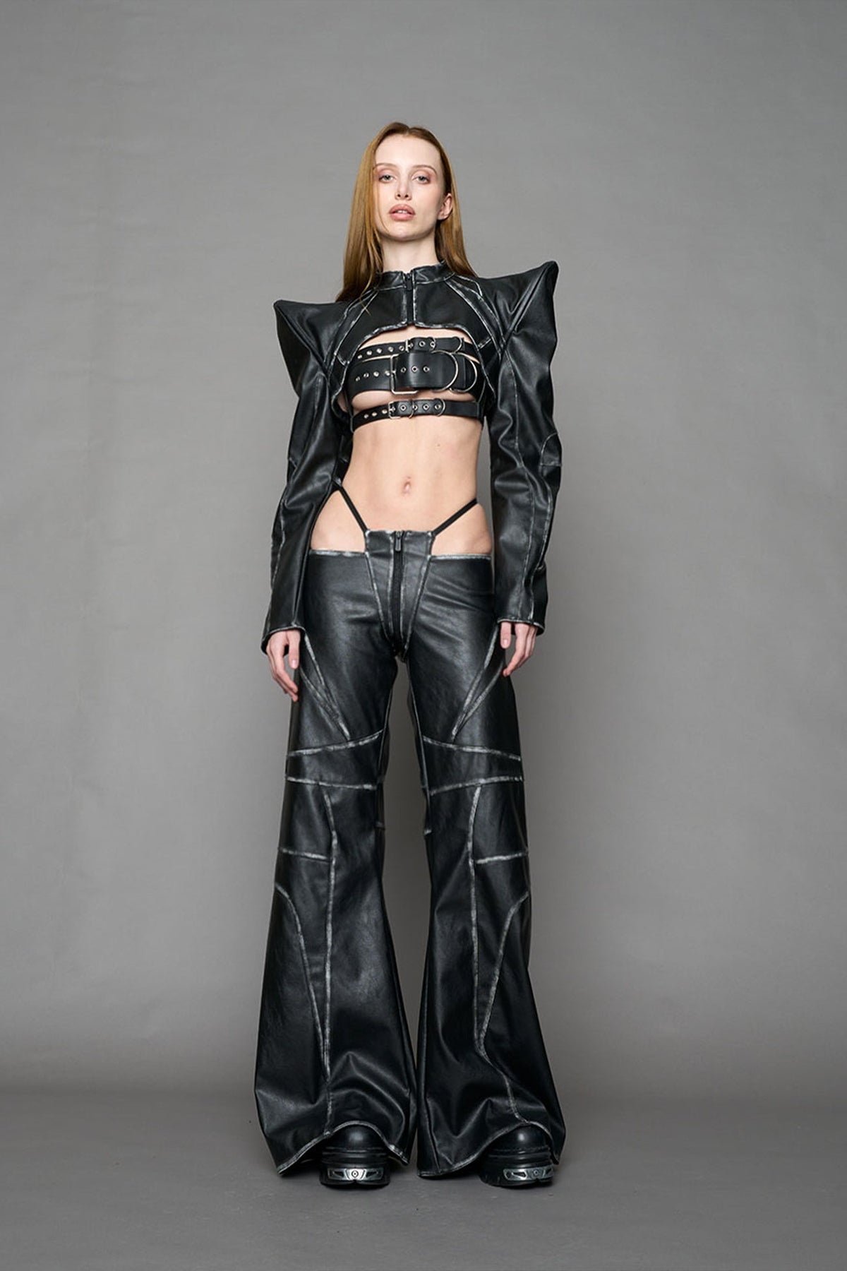 NAMILIA Oversize Thong Pants Black Washed - BLACK WASHED, xs