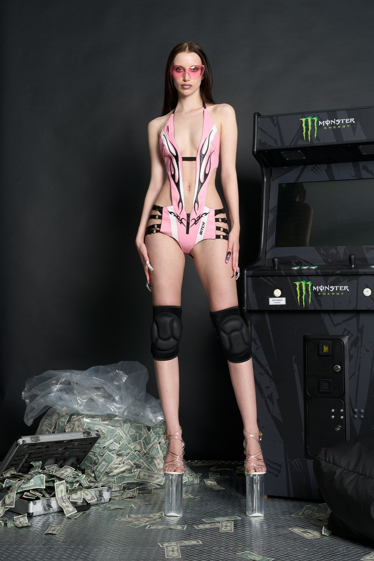 NAMILIA Racing Backless Body - PINK, xs