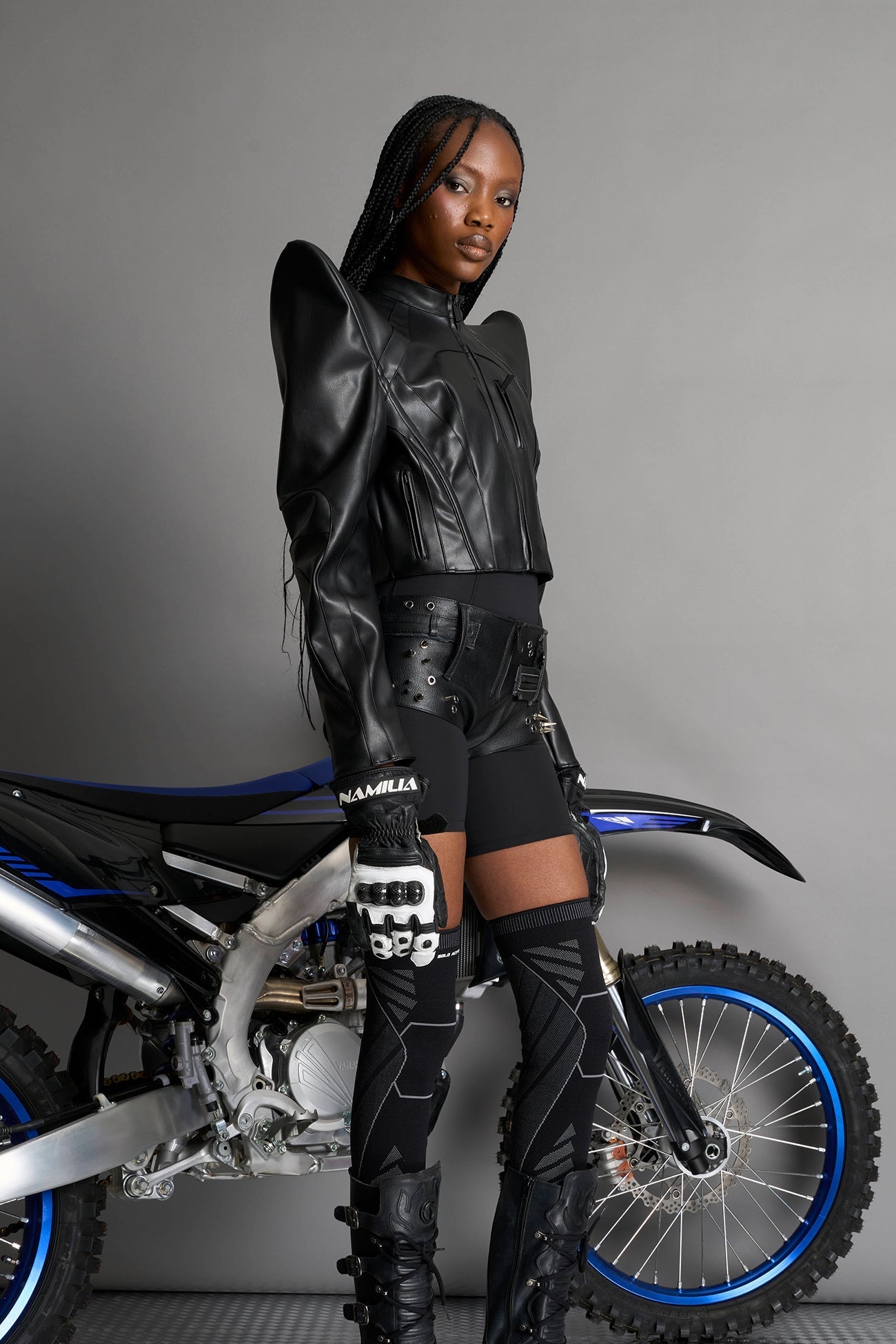 NAMILIA Spike Moto Jacket - BLACK, xs