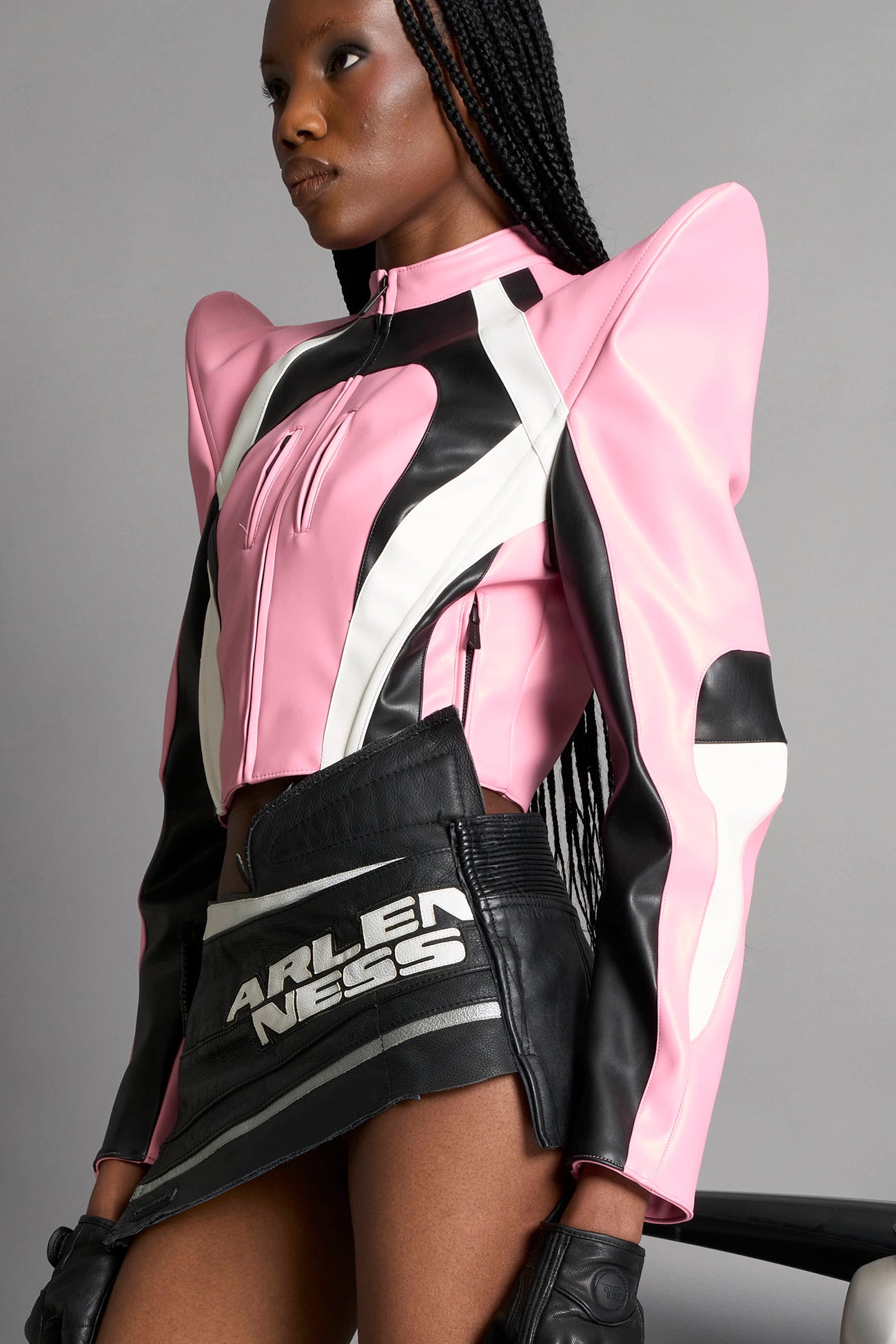 NAMILIA Spike Moto Jacket - PINK, xs