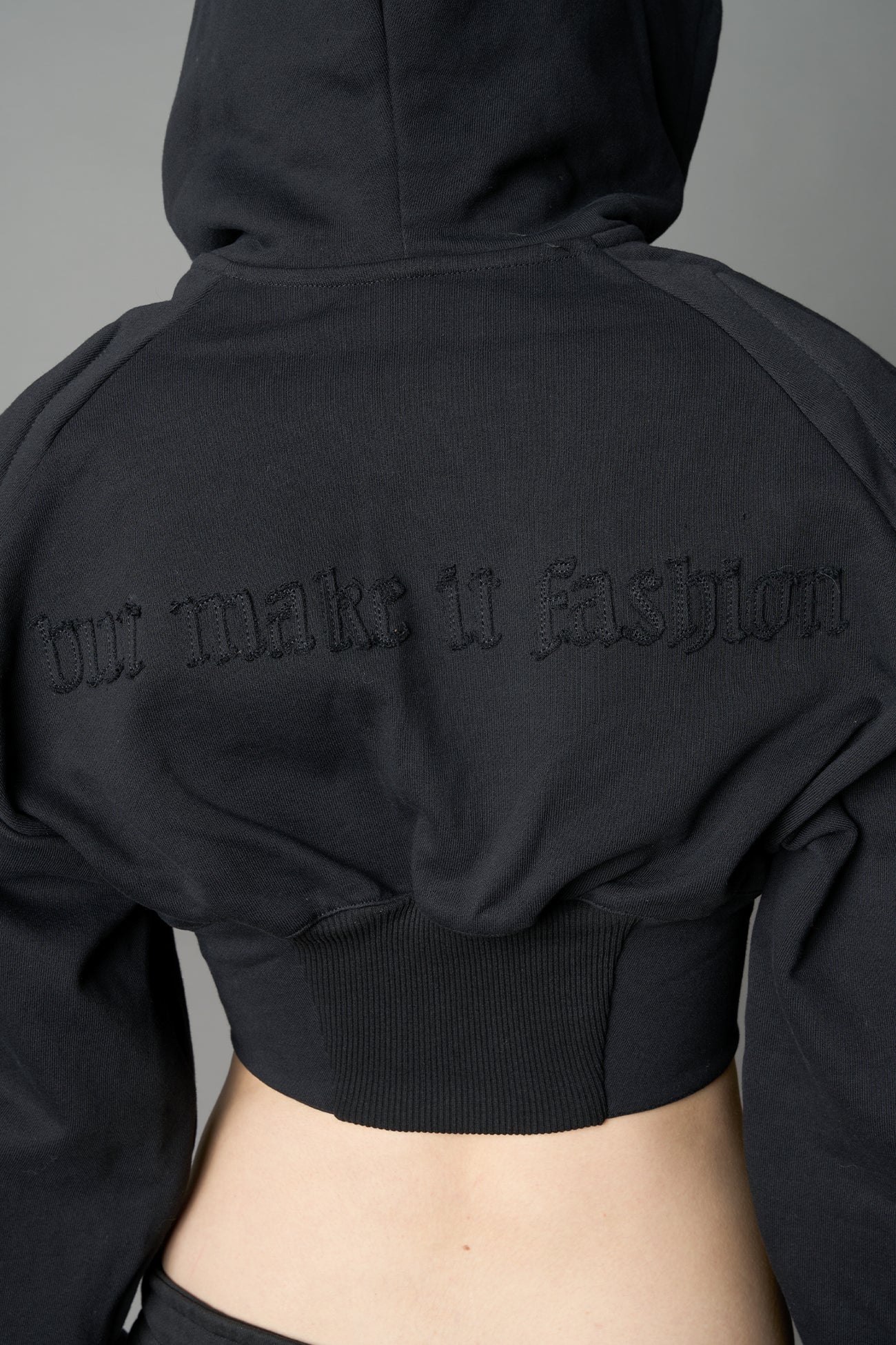 NAMILIA Sweat Corset Zip Hoodie - BLACK, xs
