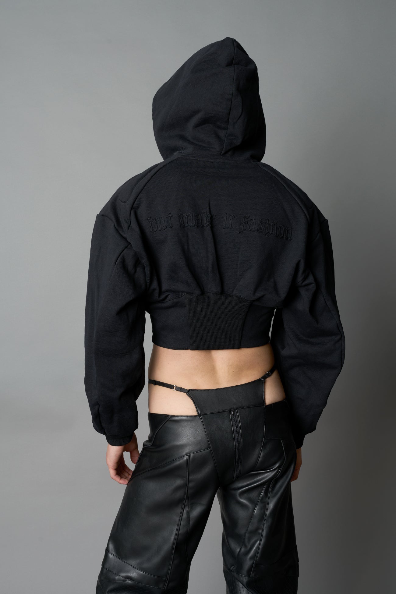 NAMILIA Sweat Corset Zip Hoodie - BLACK, xs