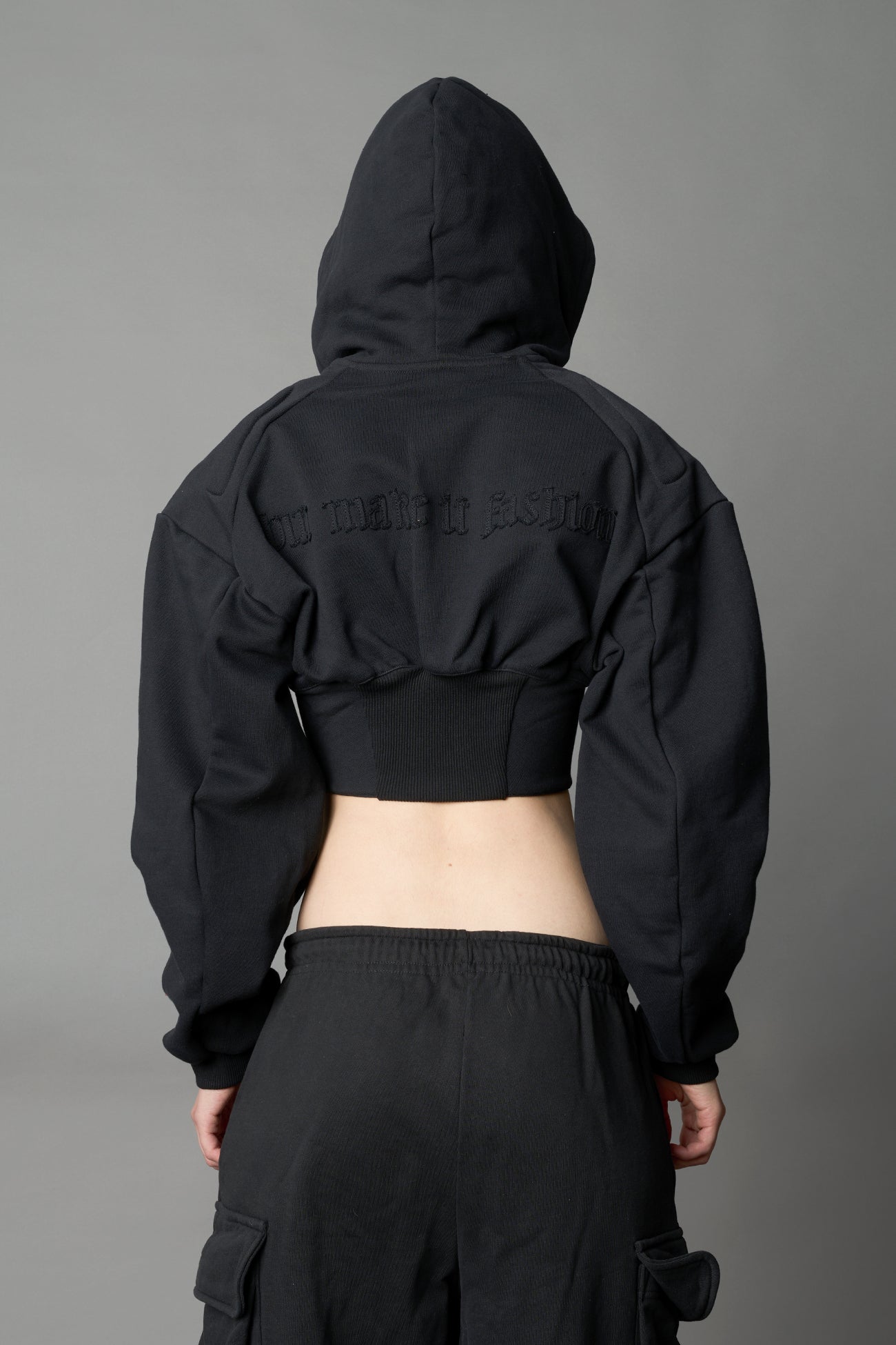 NAMILIA Sweat Corset Zip Hoodie - BLACK, xs