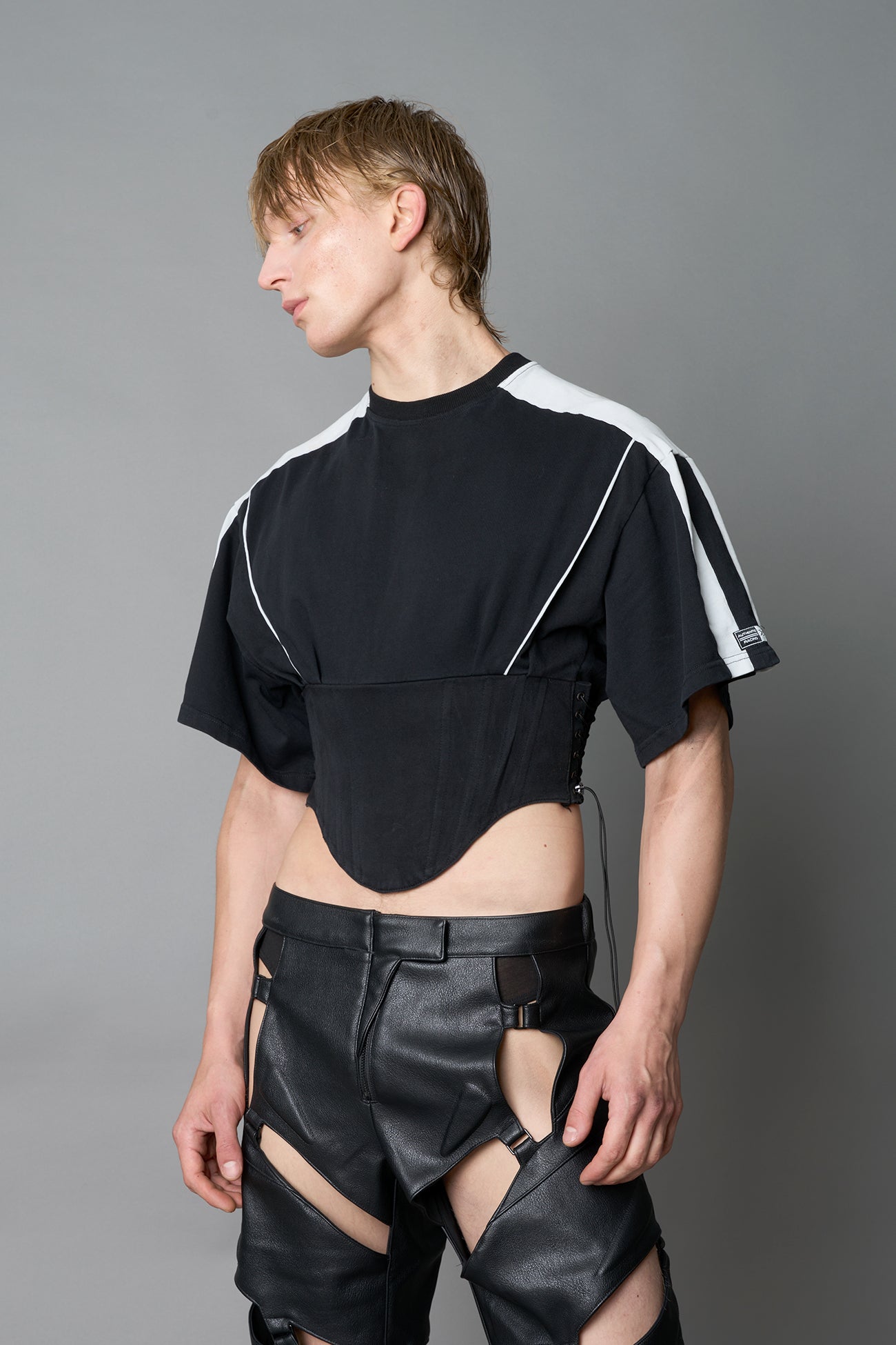 NAMILIA Team Player Corset T-Shirt - BLACK-WASHED, xs