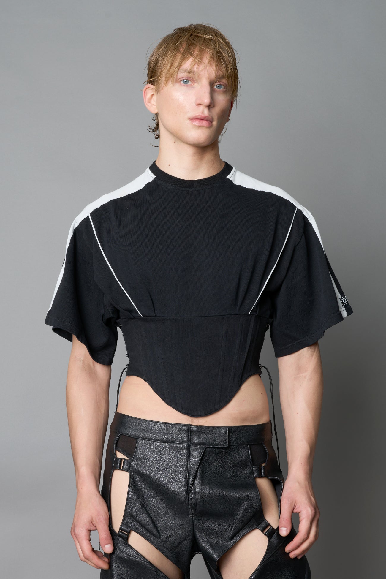 NAMILIA Team Player Corset T-Shirt - BLACK-WASHED, xs