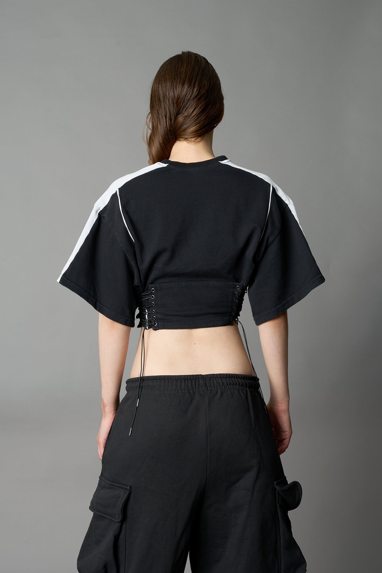 NAMILIA Team Player Corset T-Shirt - BLACK-WASHED , xs