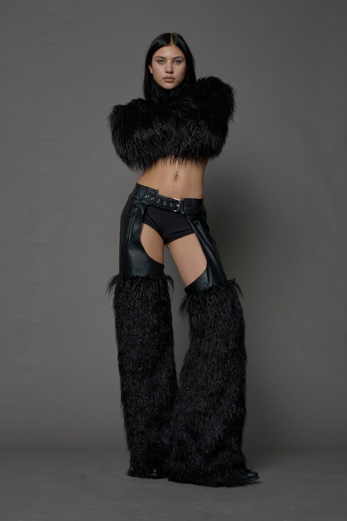 NAMILIA Vip Faux Fur Chaps - BLACK, xs