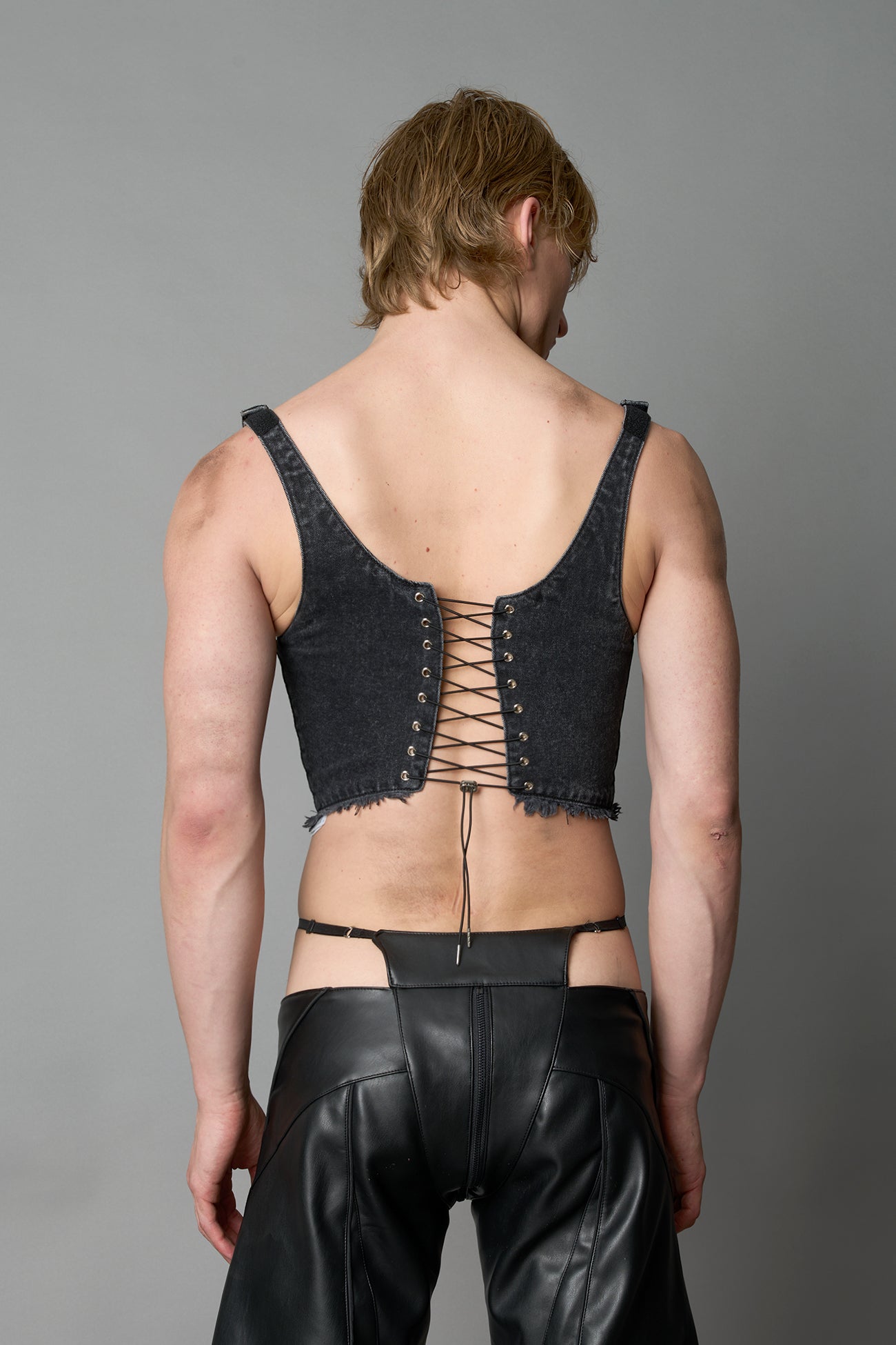 NAMILIA XTC Denim Corset - BLACK-WASHED, xs