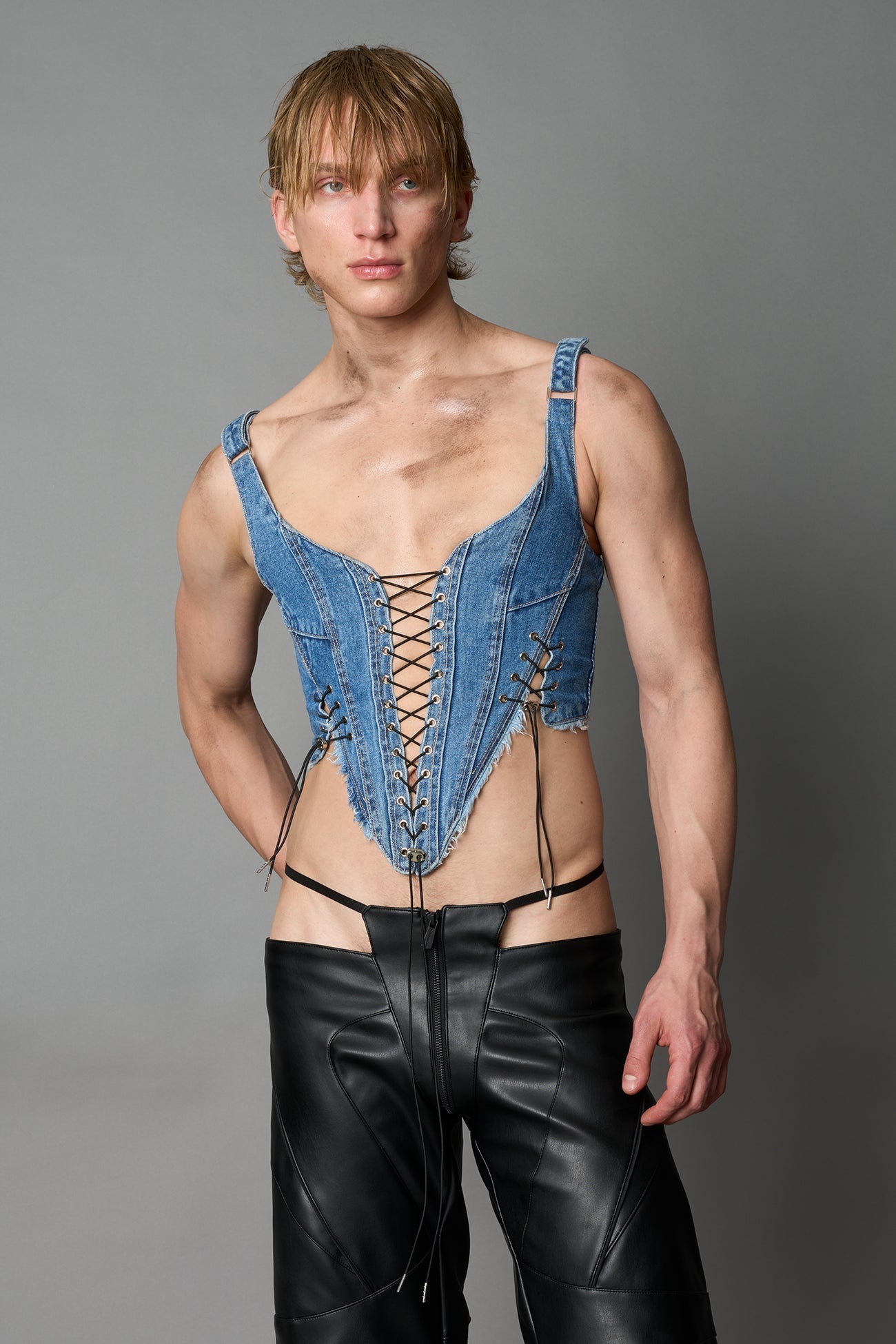 NAMILIA XTC Denim Corset - BLUE-WASHED, xs