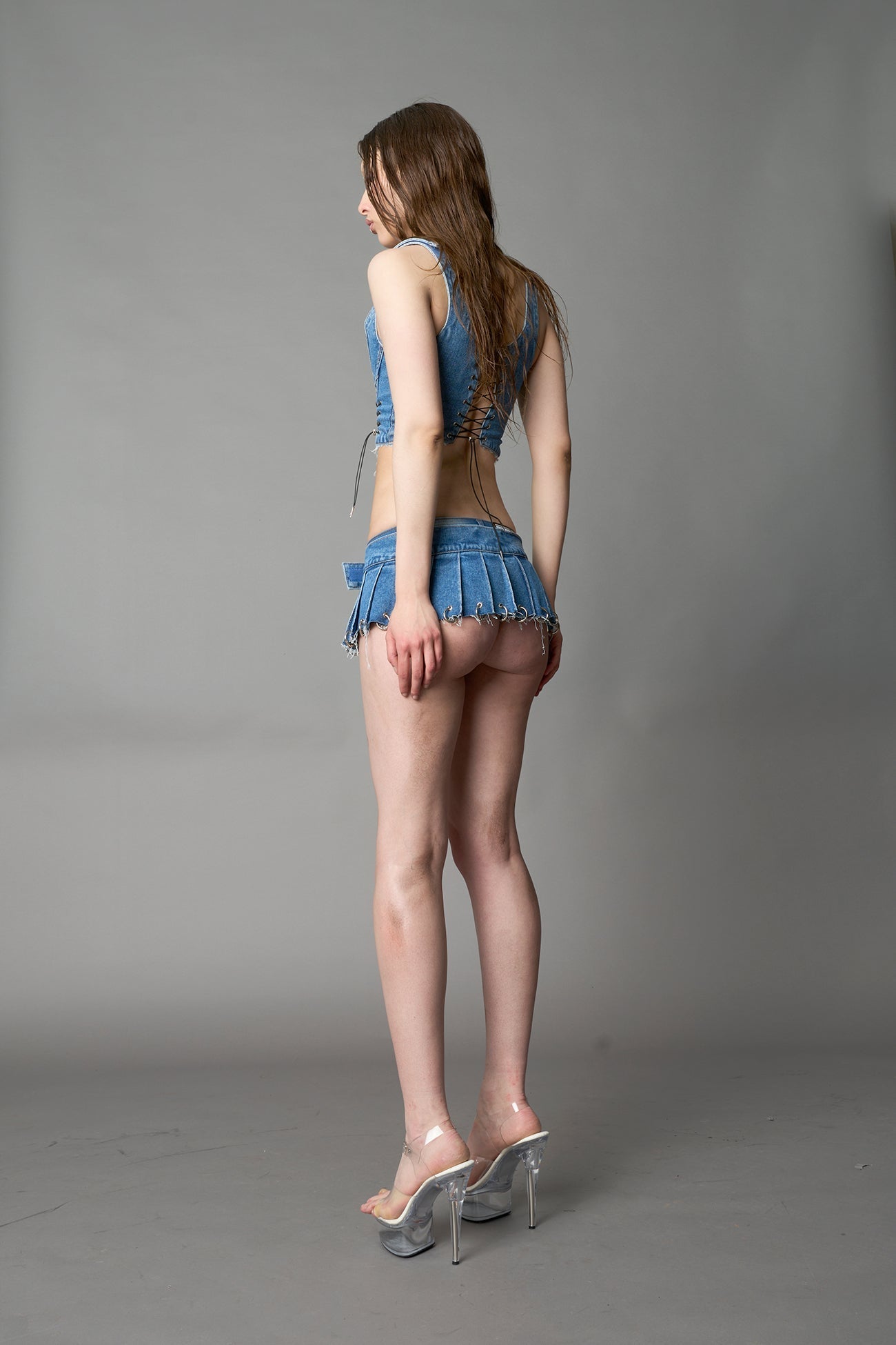 NAMILIA XTC Denim Corset - BLUE-WASHED , xs