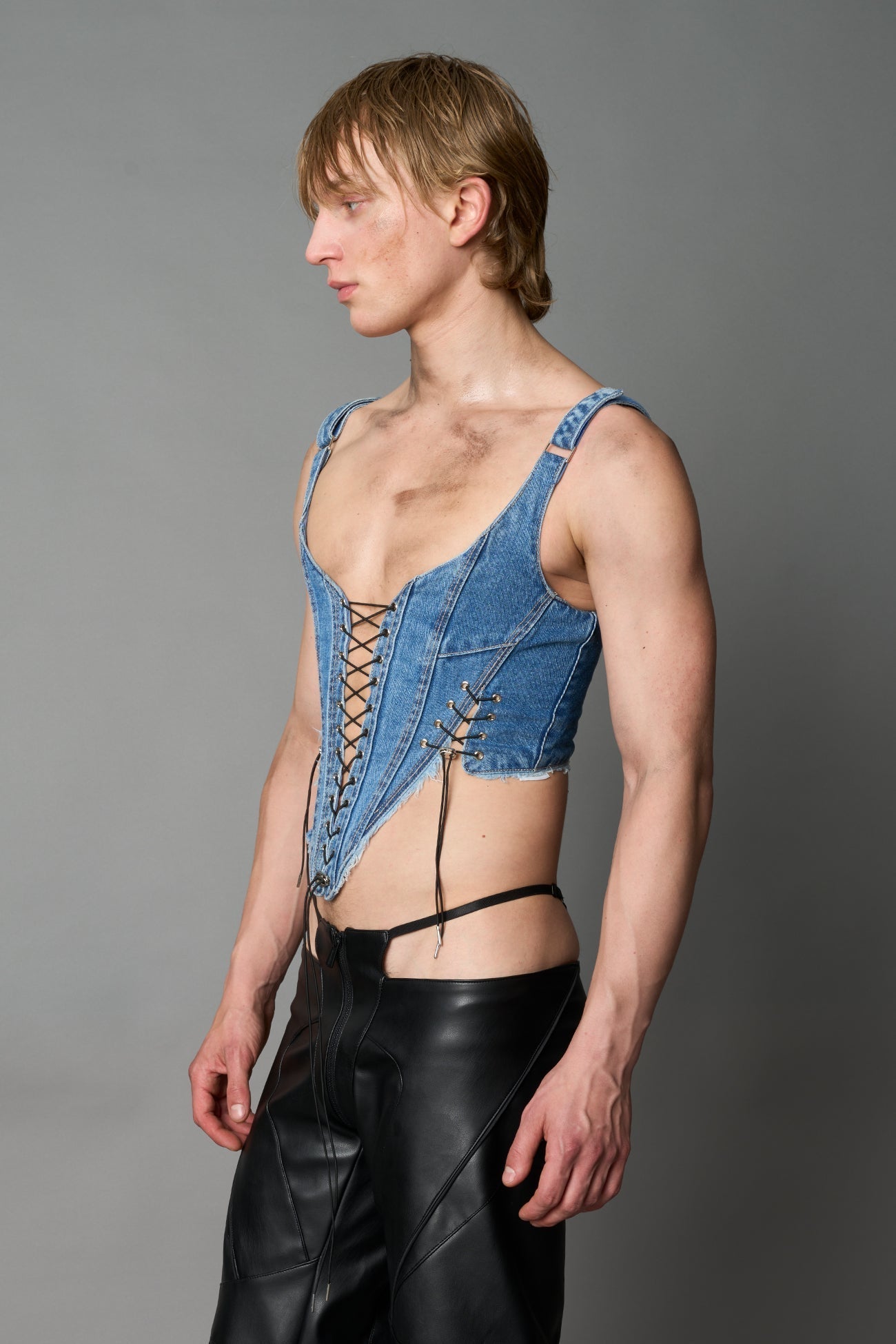 NAMILIA XTC Denim Corset - BLUE-WASHED, xs