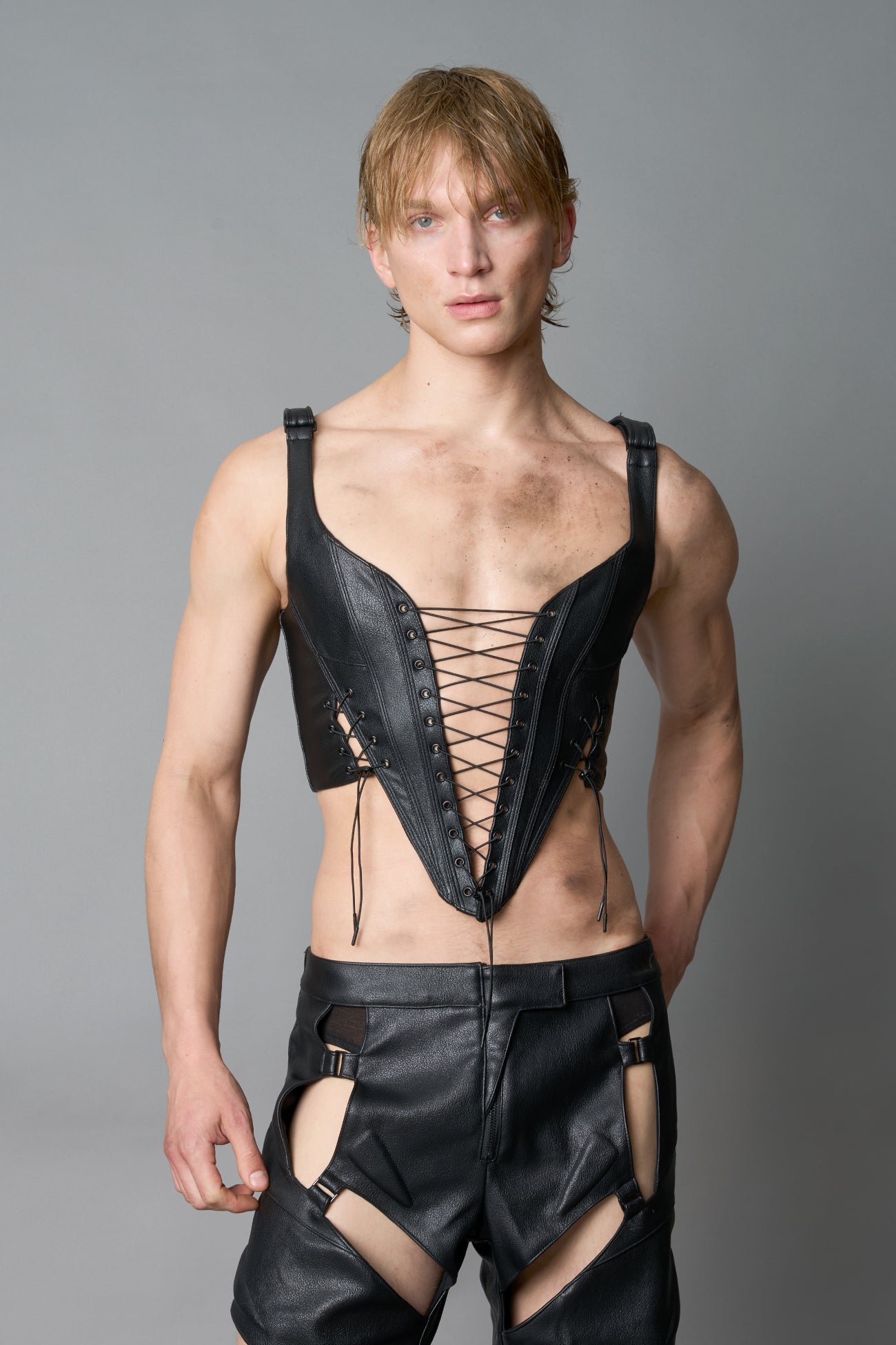 NAMILIA XTC Leather Corset - BLACK, xs