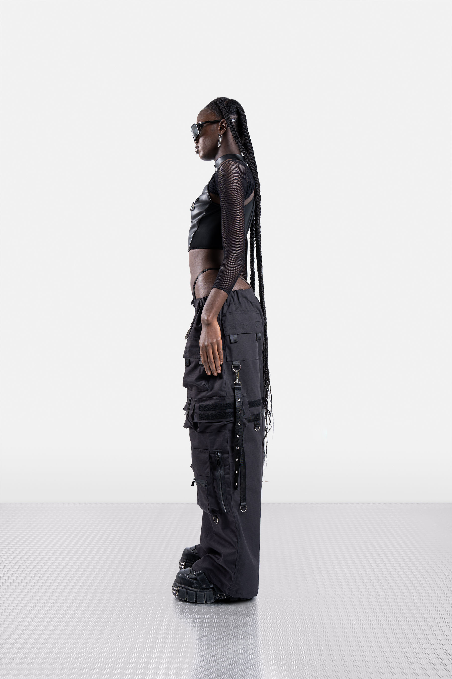 techno baggy pants with tactical string panty