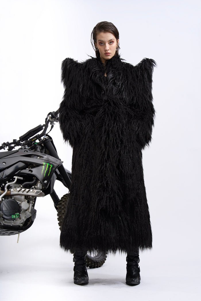 NAMILIA doomsday faux fur coat - black, s