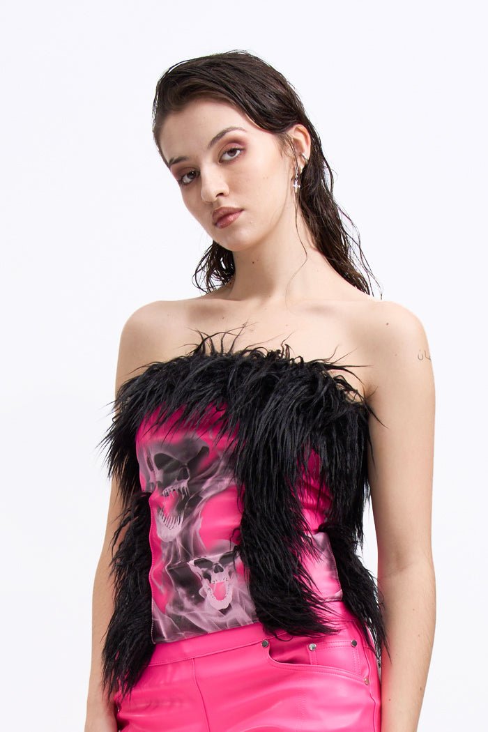 NAMILIA doomsday faux fur corset - pink, xs