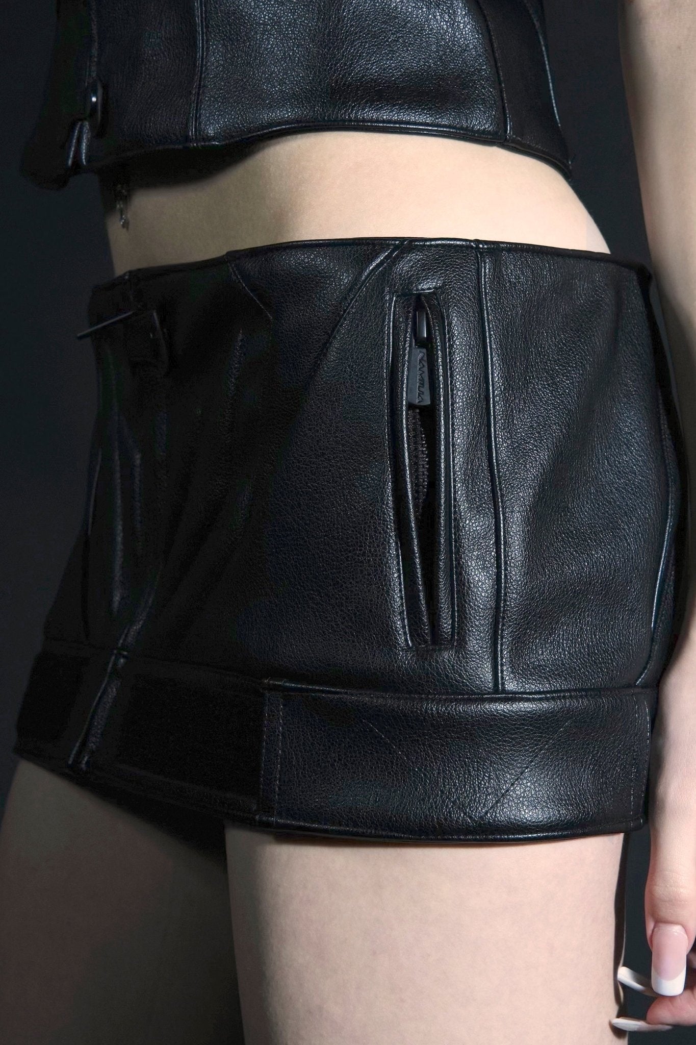 NAMILIA Padded Moto Mini Skirt - Black, xs