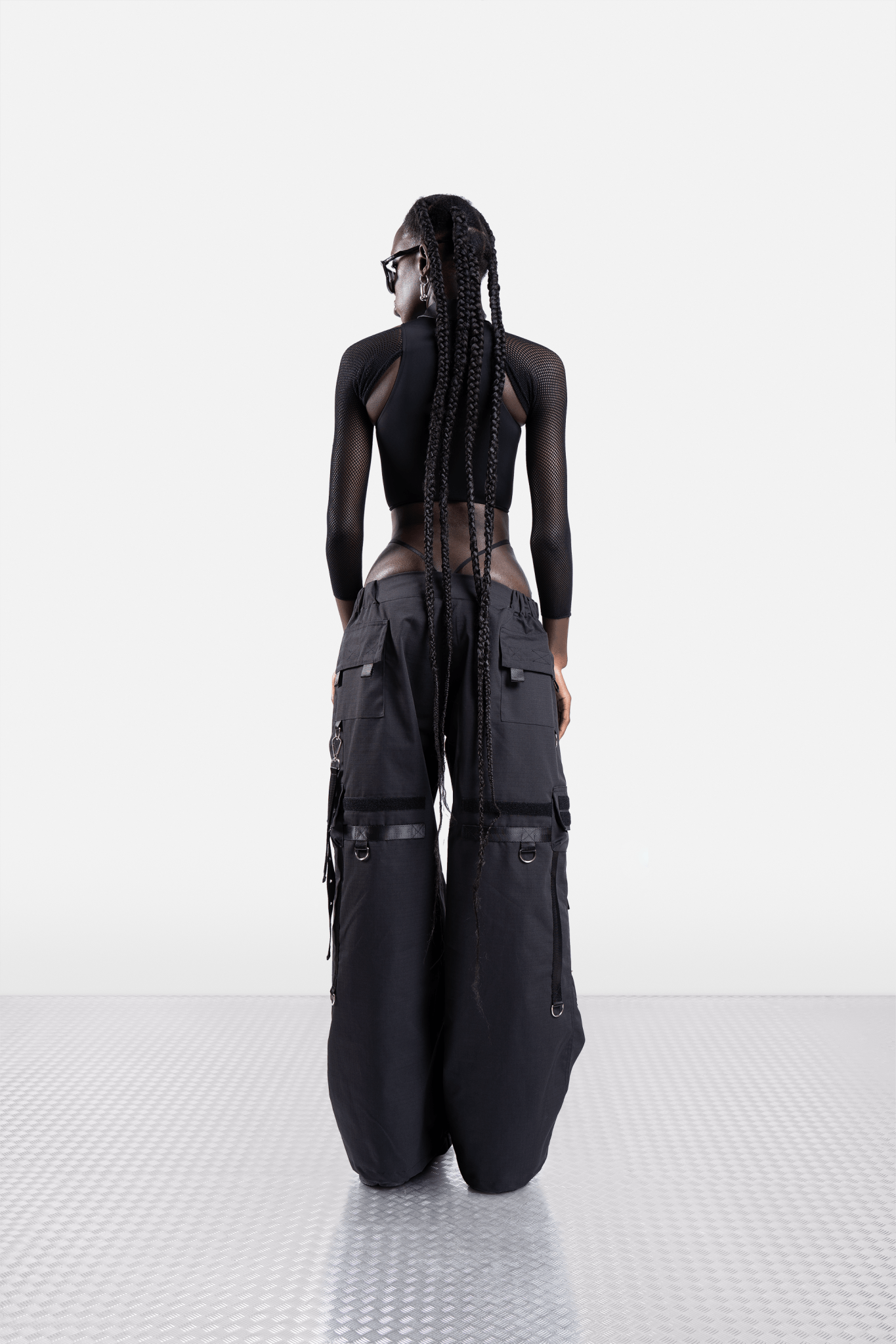 NAMILIA techno baggy pants with tactical string panty - XS, black