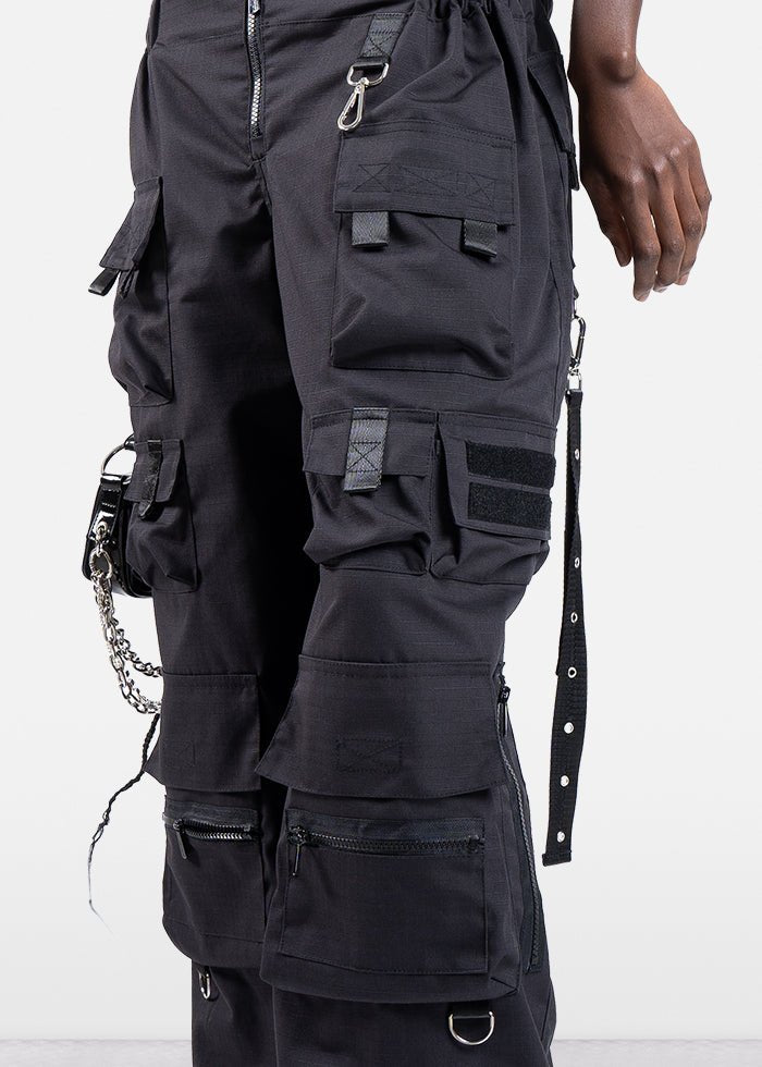 NAMILIA techno baggy pants with tactical string panty - XS, black