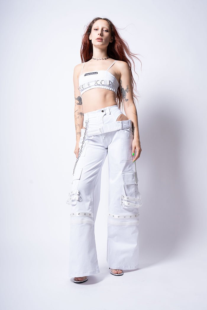 NAMILIA UNDERWORLD CARGO CUT OUT PANTS - white, XS