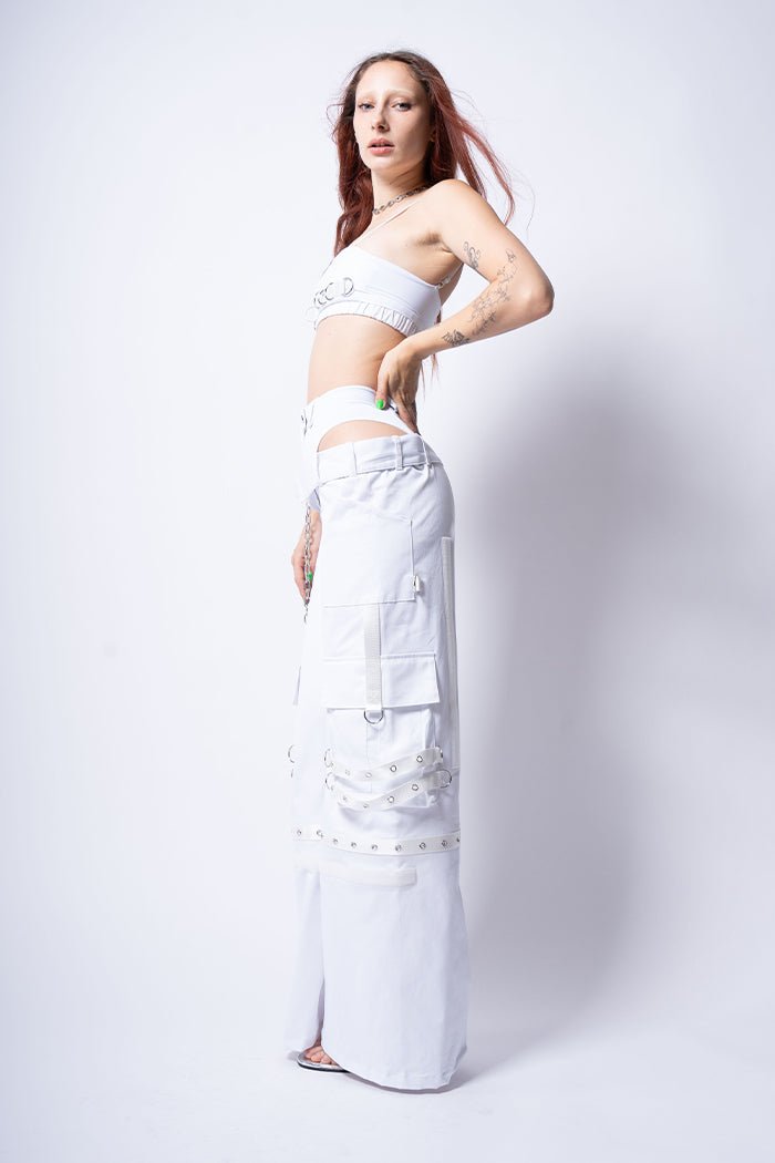 NAMILIA UNDERWORLD CARGO CUT OUT PANTS - white, XS