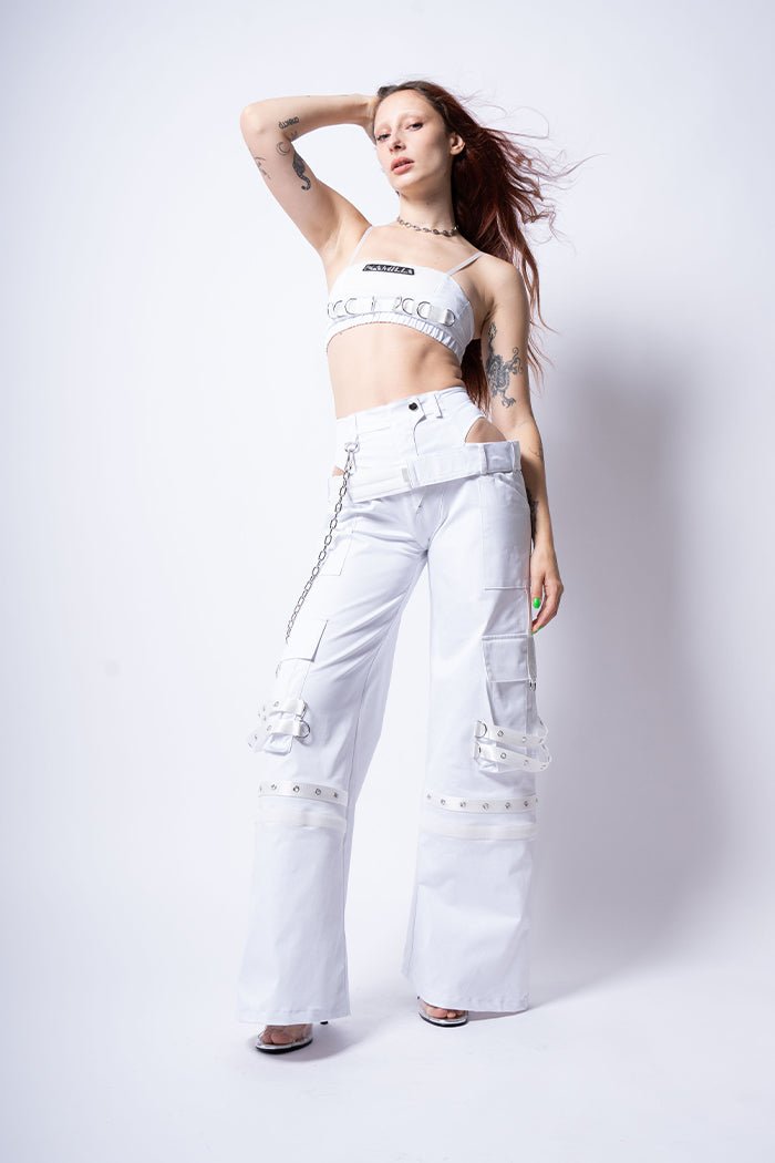 NAMILIA UNDERWORLD CARGO CUT OUT PANTS - white, XS