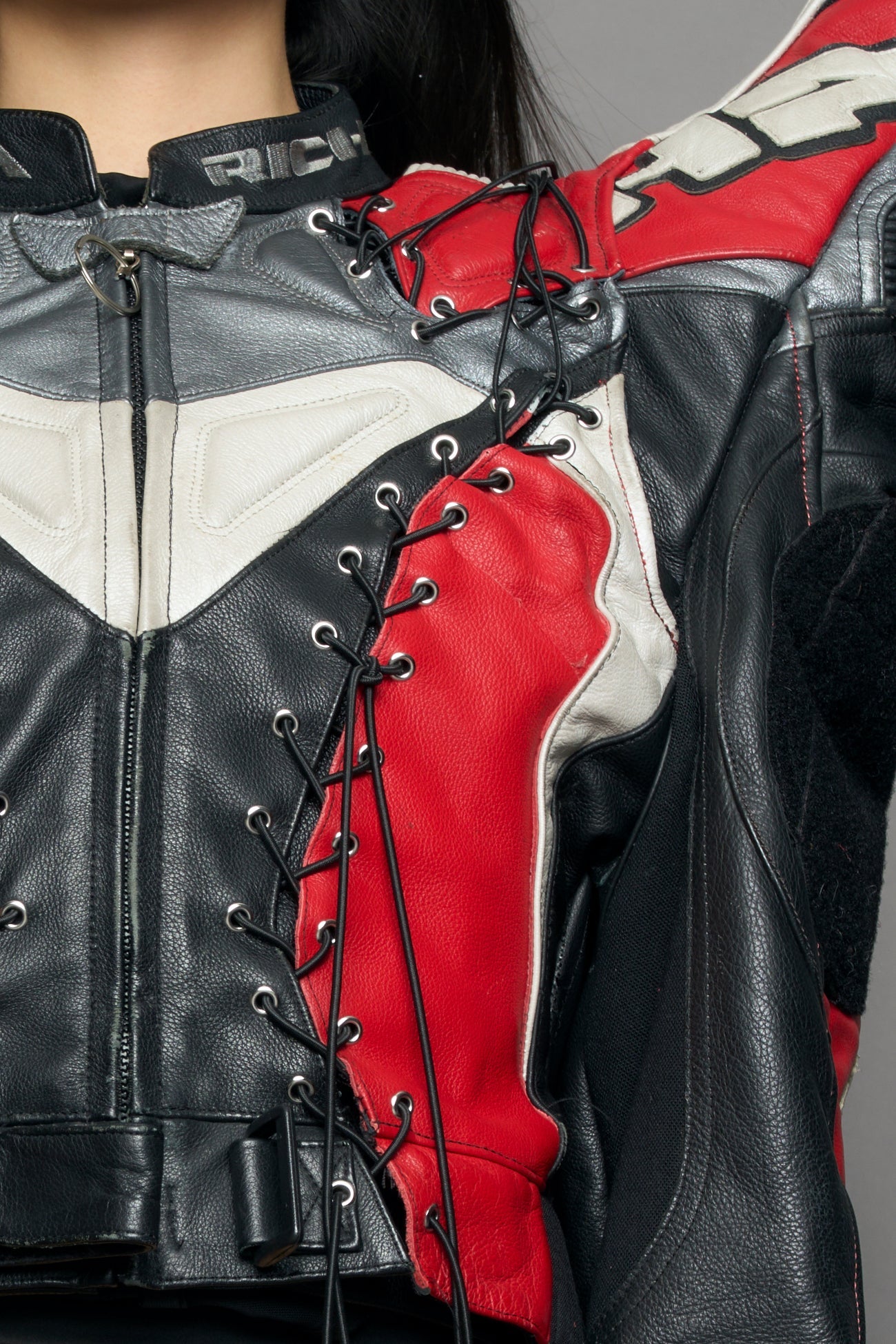 NAMILIA Atelier line - Thorn shoulder genuine leather motocross jacket red - red, s